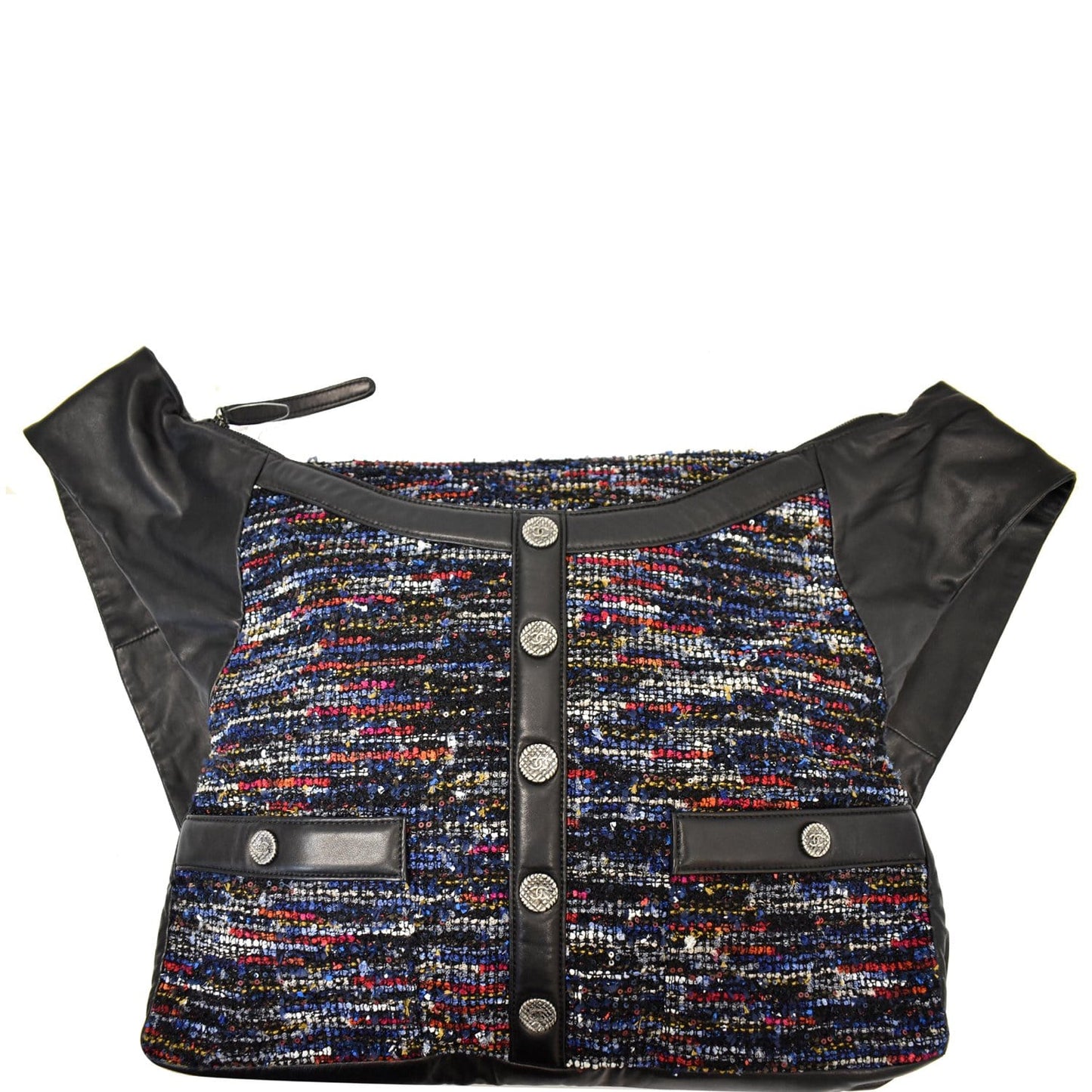 Chanel Tweed Girl Lambskin Shoulder Bag Multicolor Large