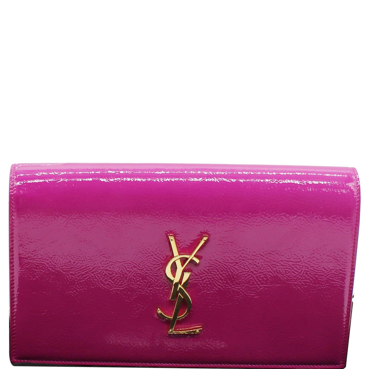 YSL Saint Laurent Saint Belle De Jour Patent Clutch Bag Leather Pink Bag Pink