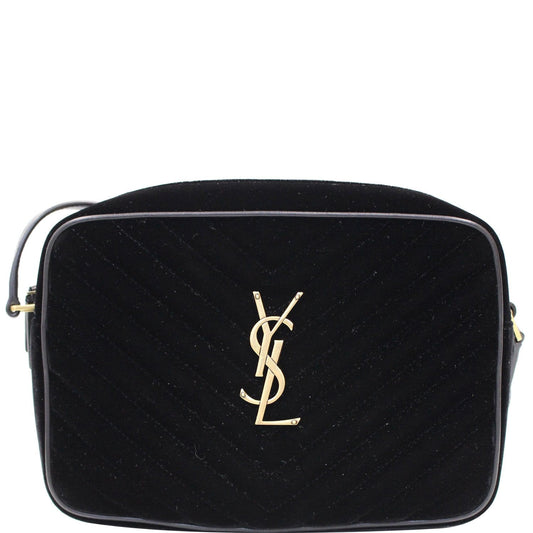 YSL Saint Laurent Saint Camera Velvet Crossbody Bag Black