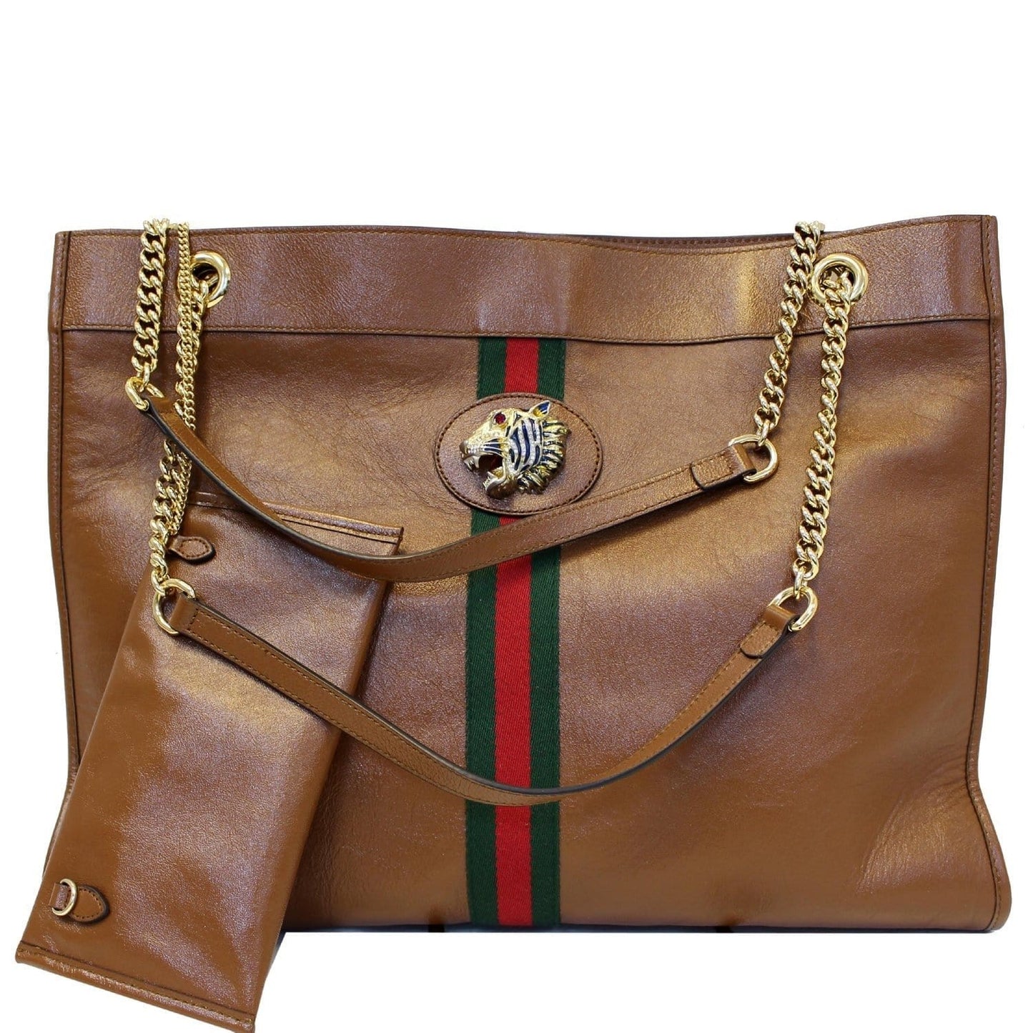 Gucci Rajah Tote Shoulder Bag Leather Brown Brown 537219