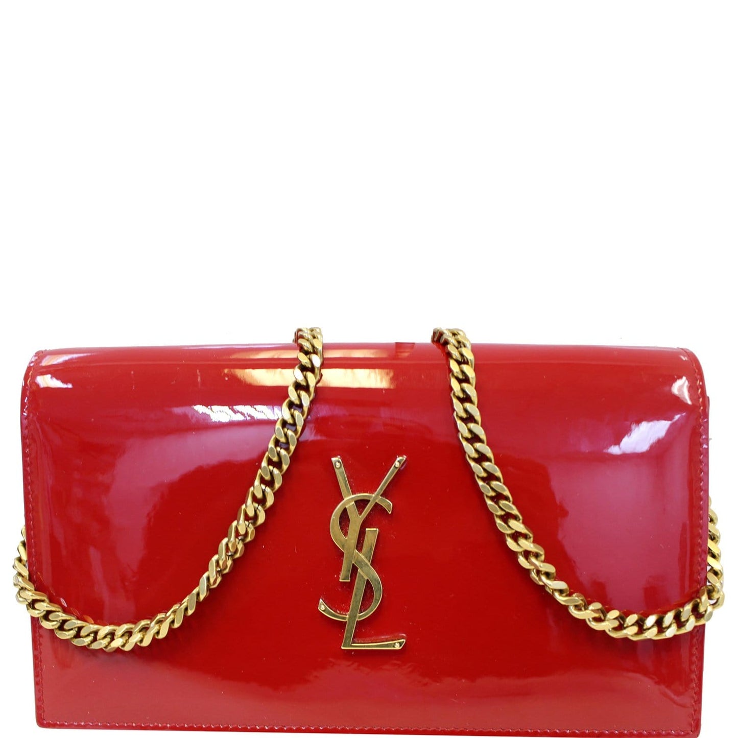 YSL Saint Laurent Saint Kate Patent Crossbody Bag Leather Red