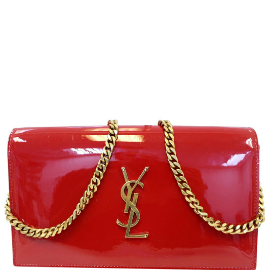 YSL Saint Laurent Saint Kate Patent Crossbody Bag Leather Red