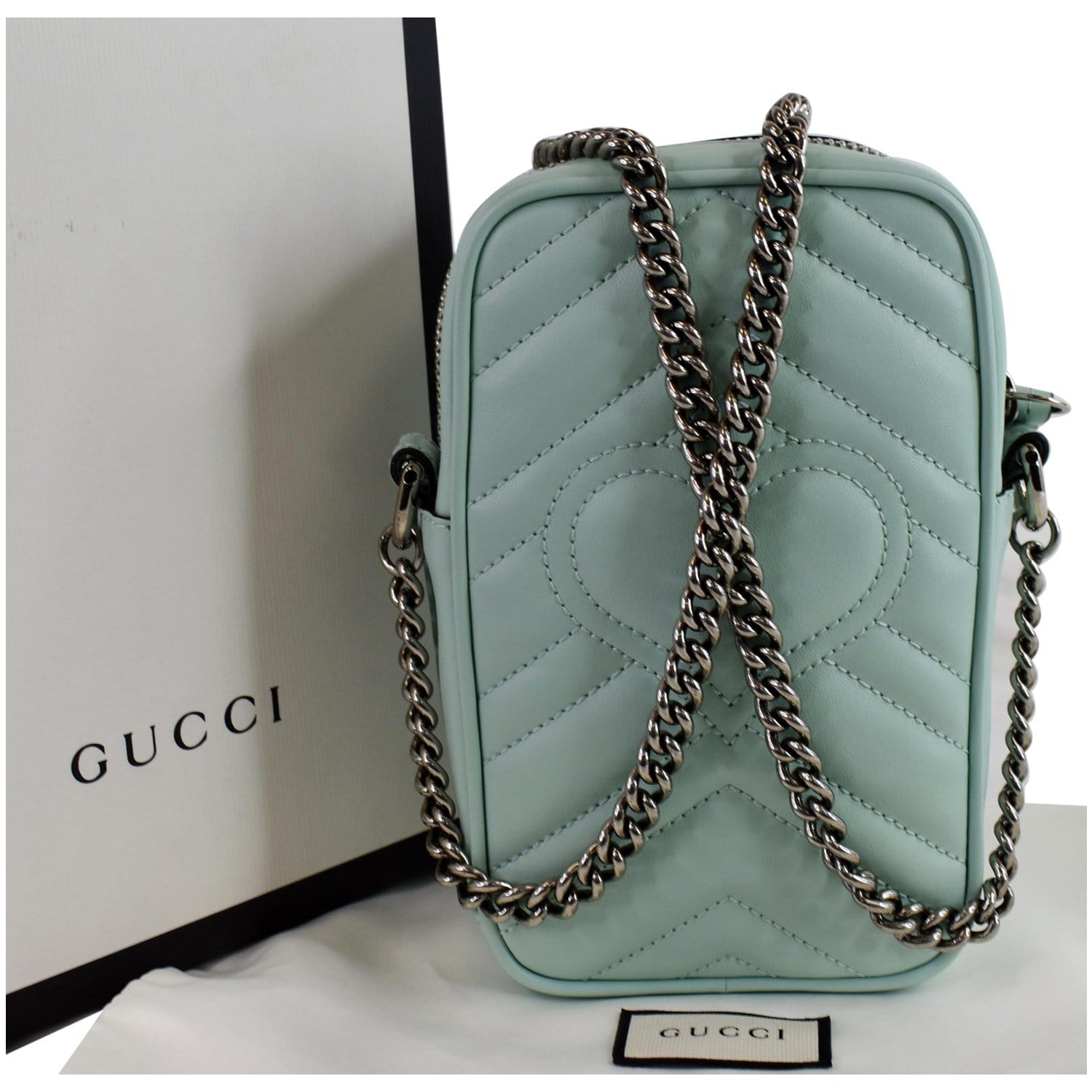 Gucci Marmont Corssbody Bag Mint Leather Matelasse Crossbody Bag
