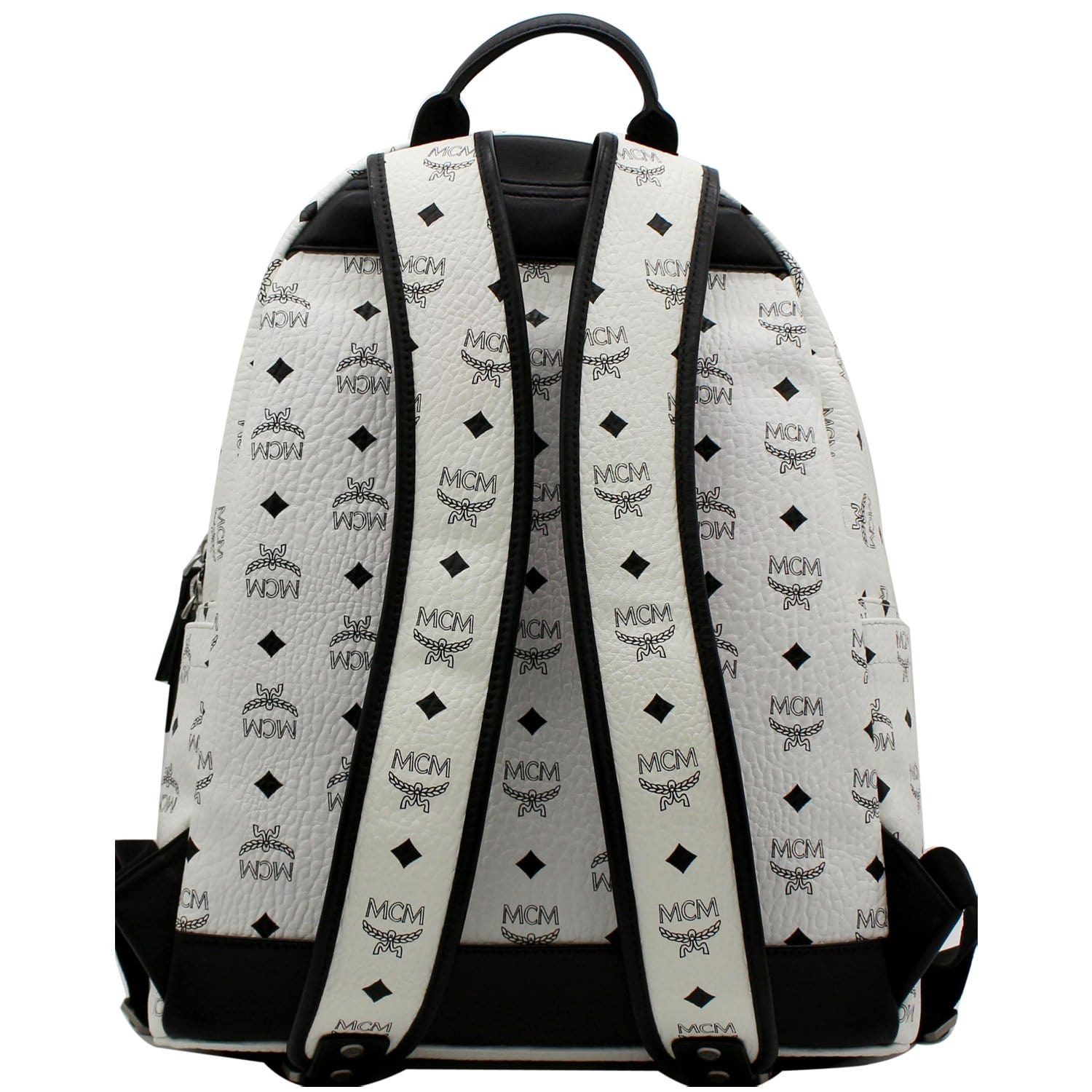 MCM Stark Visetos Coated Backpack Bag Canvas White