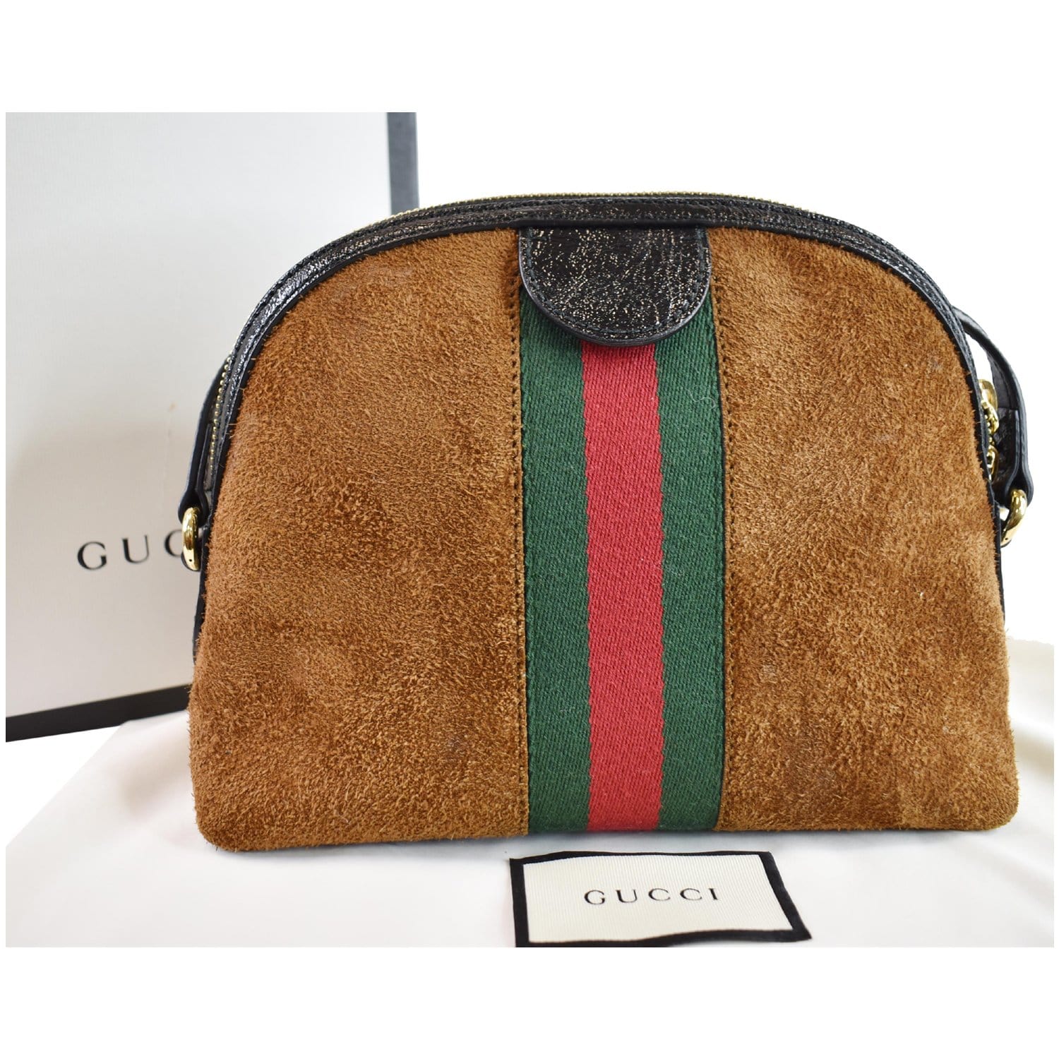 Gucci Ophidia Shoulder Bag Suede Brown