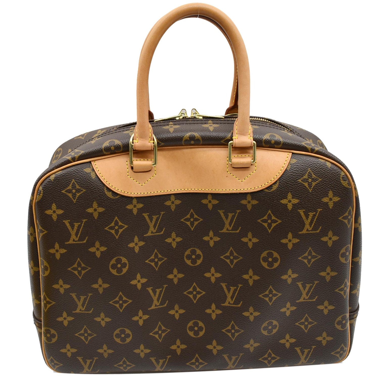 Louis Deauville Boston Satchel Bag Canvas Monogram Travel Bag Brown 1