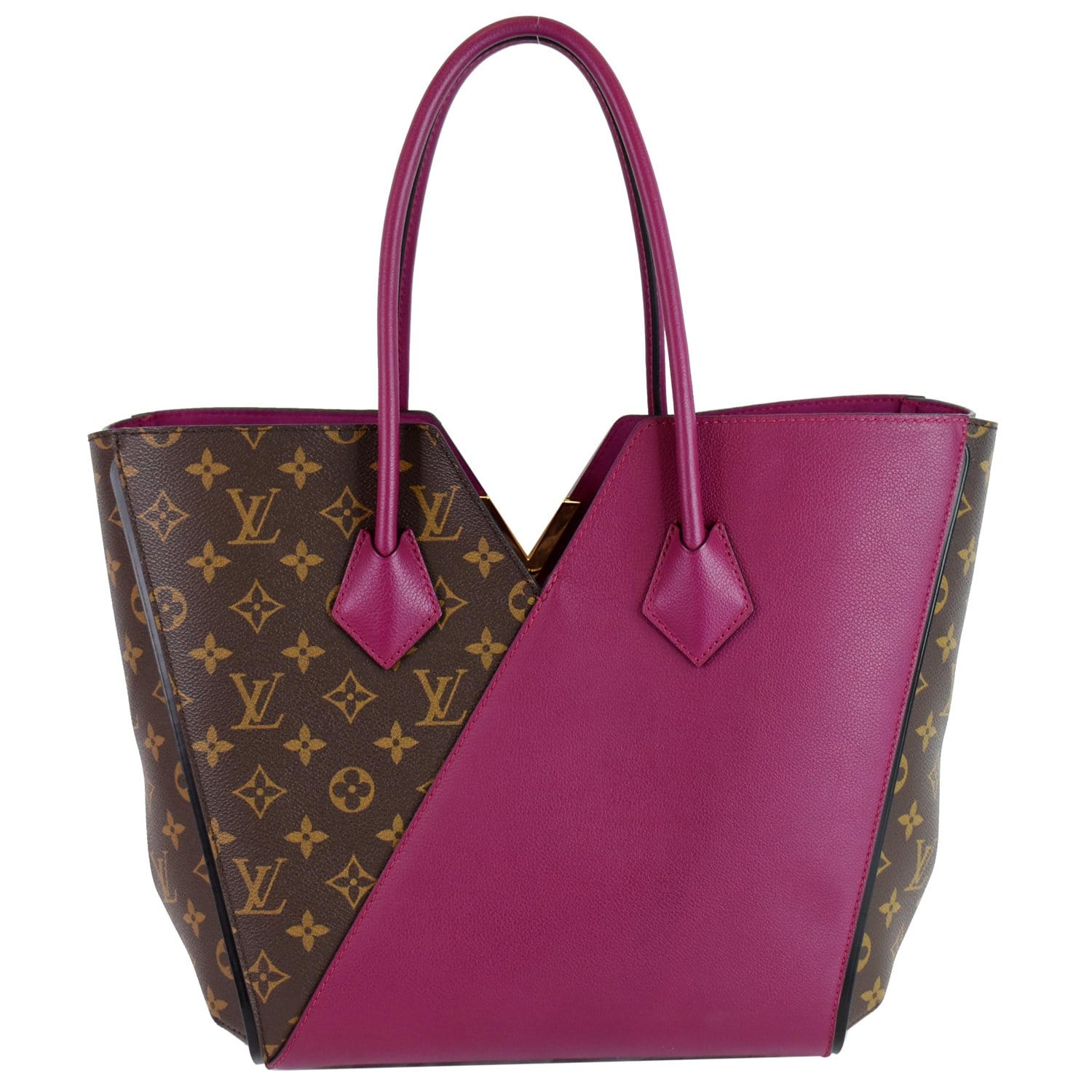 Louis Kimono Calfskin Tote Bag Magenta Monogram Brown Shoulder Bag