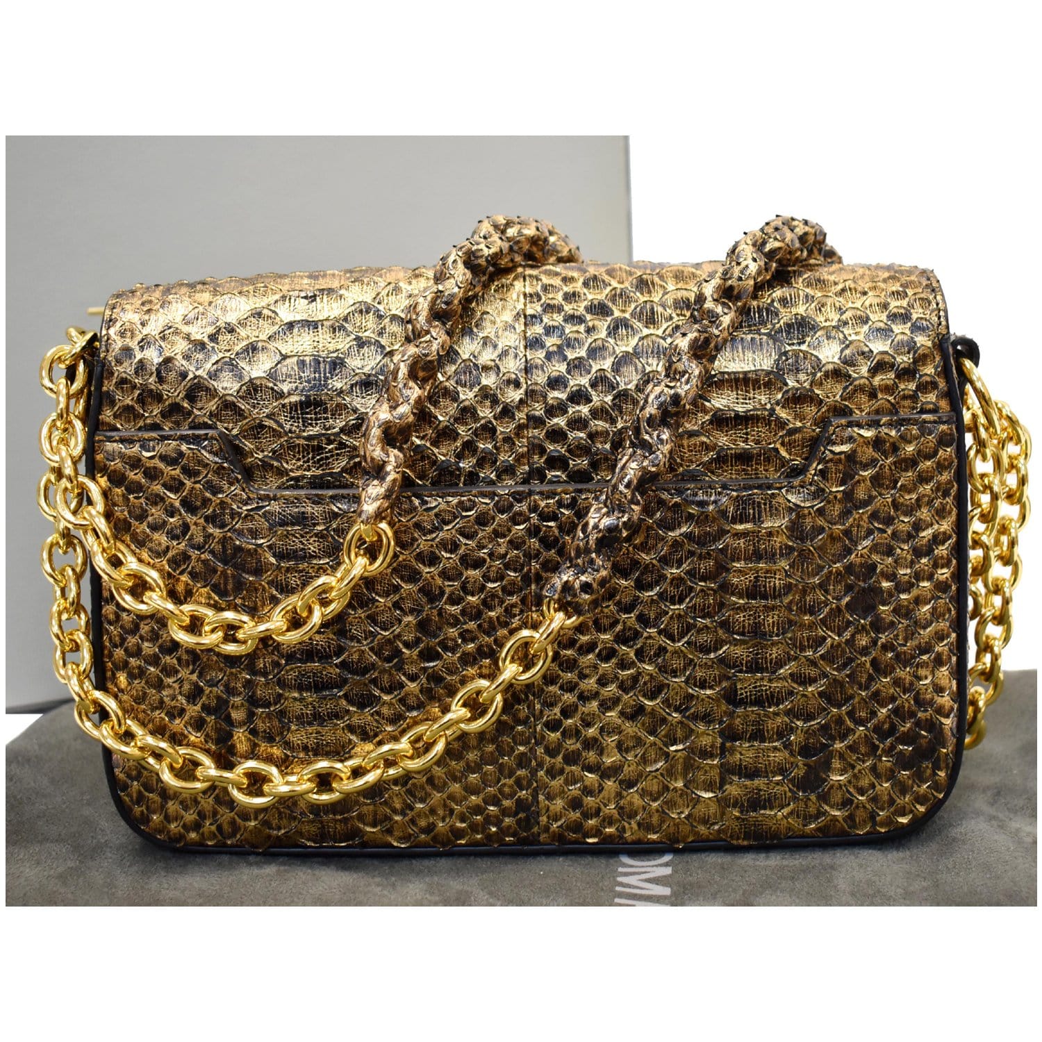 Tom Ford Natalia Turnlock Shoulder Bag Antique Gold Medium