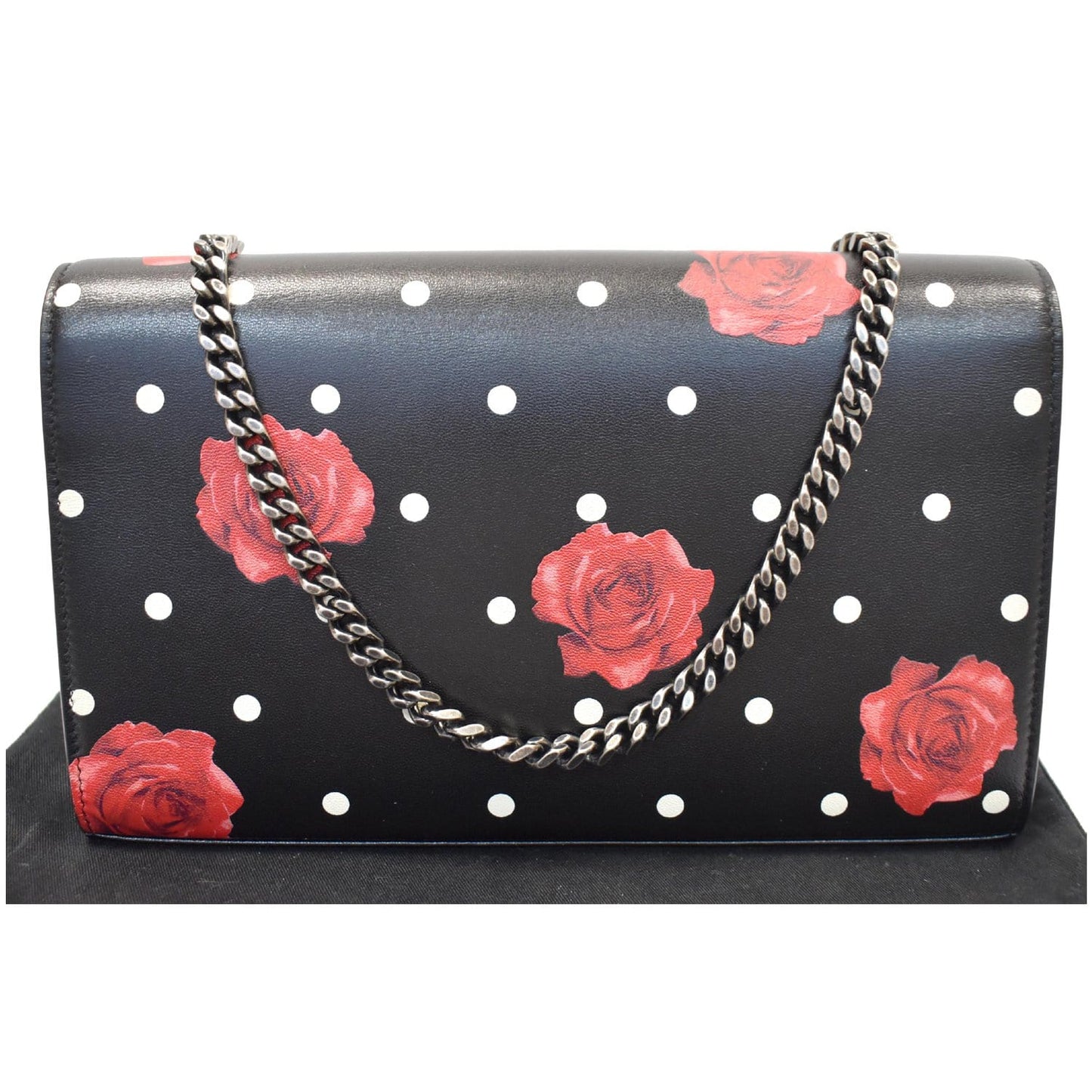 YSL Saint Laurent Saint Kate Polka Rose Print Chain Wallet Leather Monogram Crossbody Bag