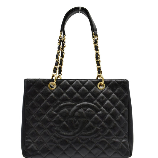 Chanel Grand Shopping Gst Caviar Tote Bag Leather Black