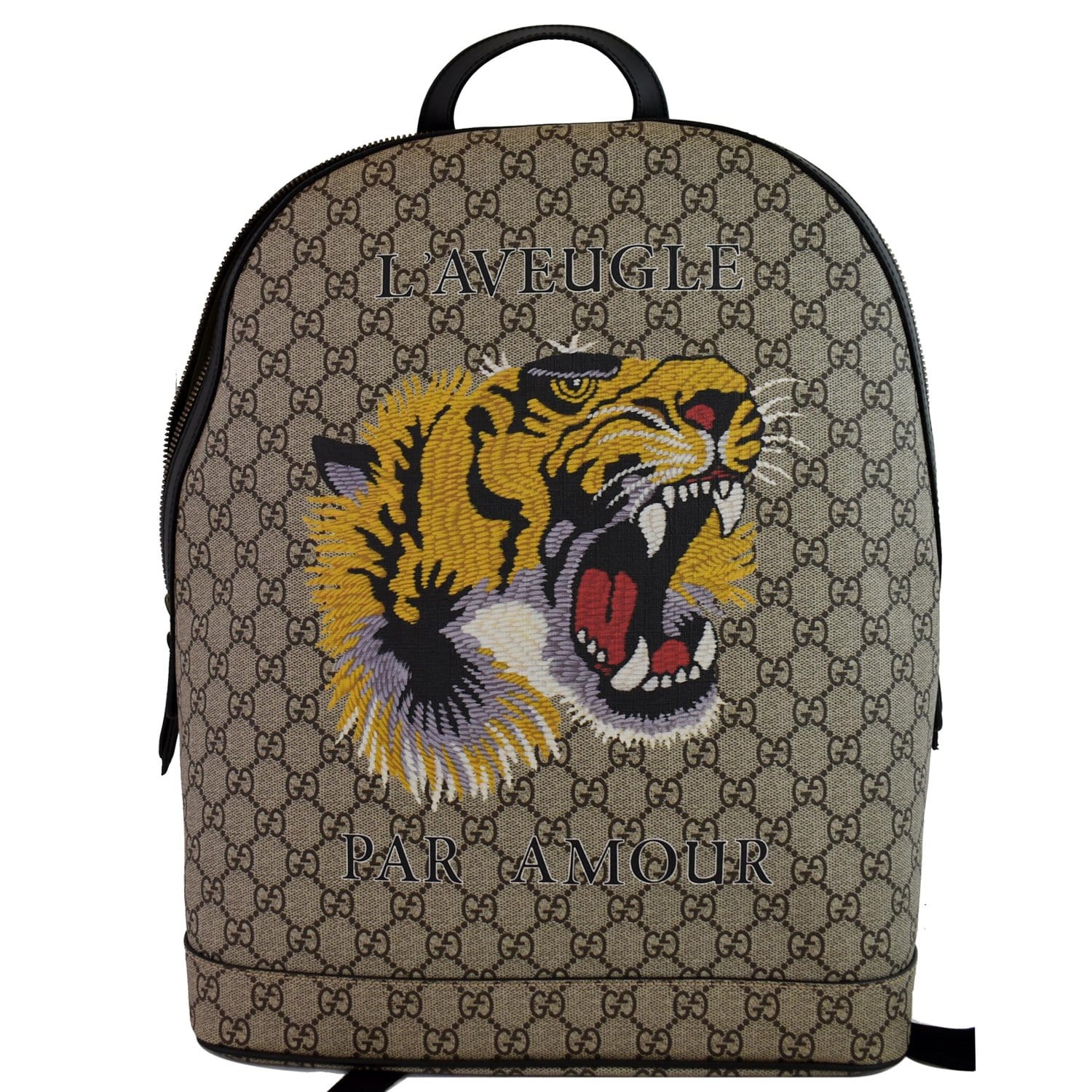 Gucci Aveugle Par Amour Print Supreme Backpack Bag Beige