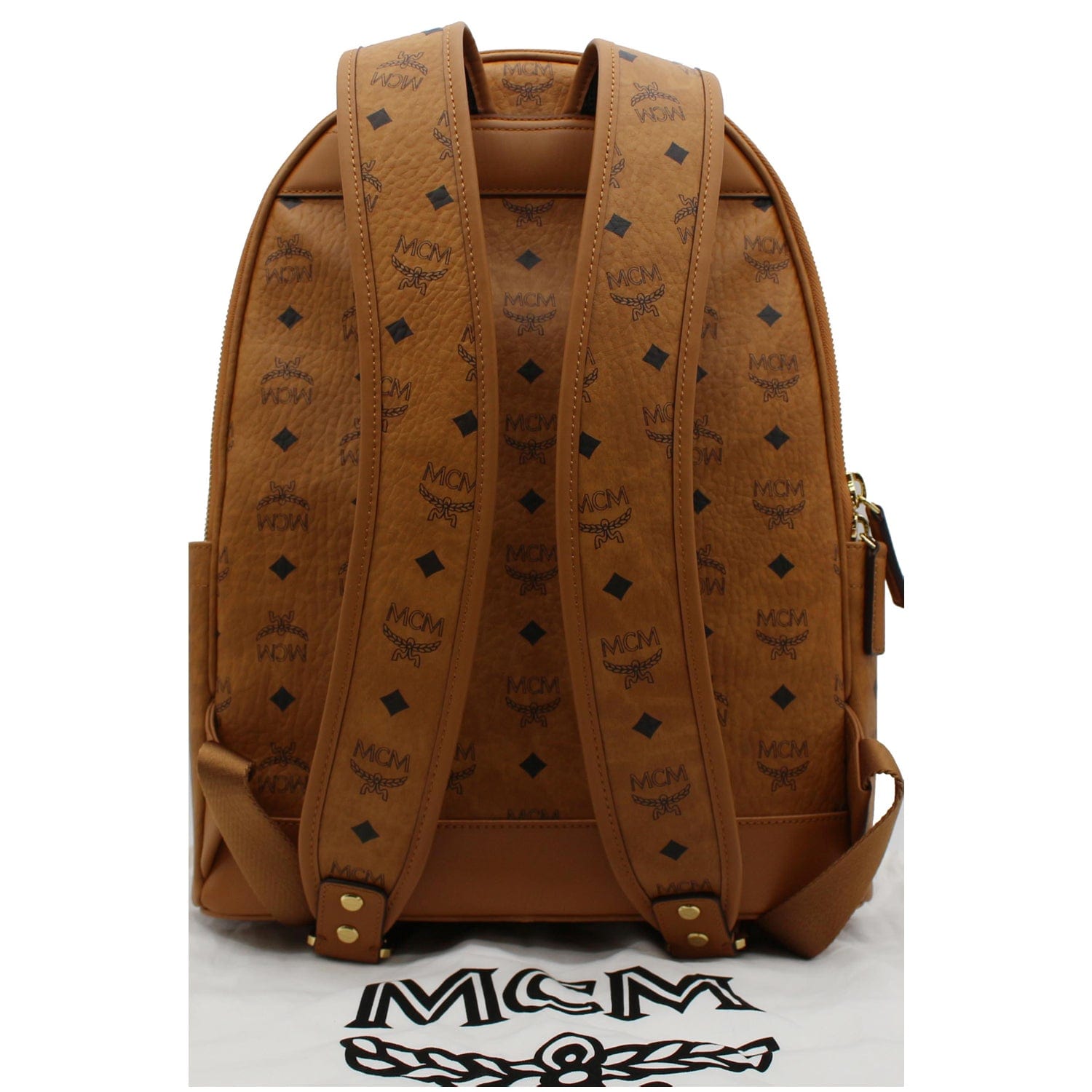 MCM Stark Classic Visetos Backpack Bag Cognac Canvas
