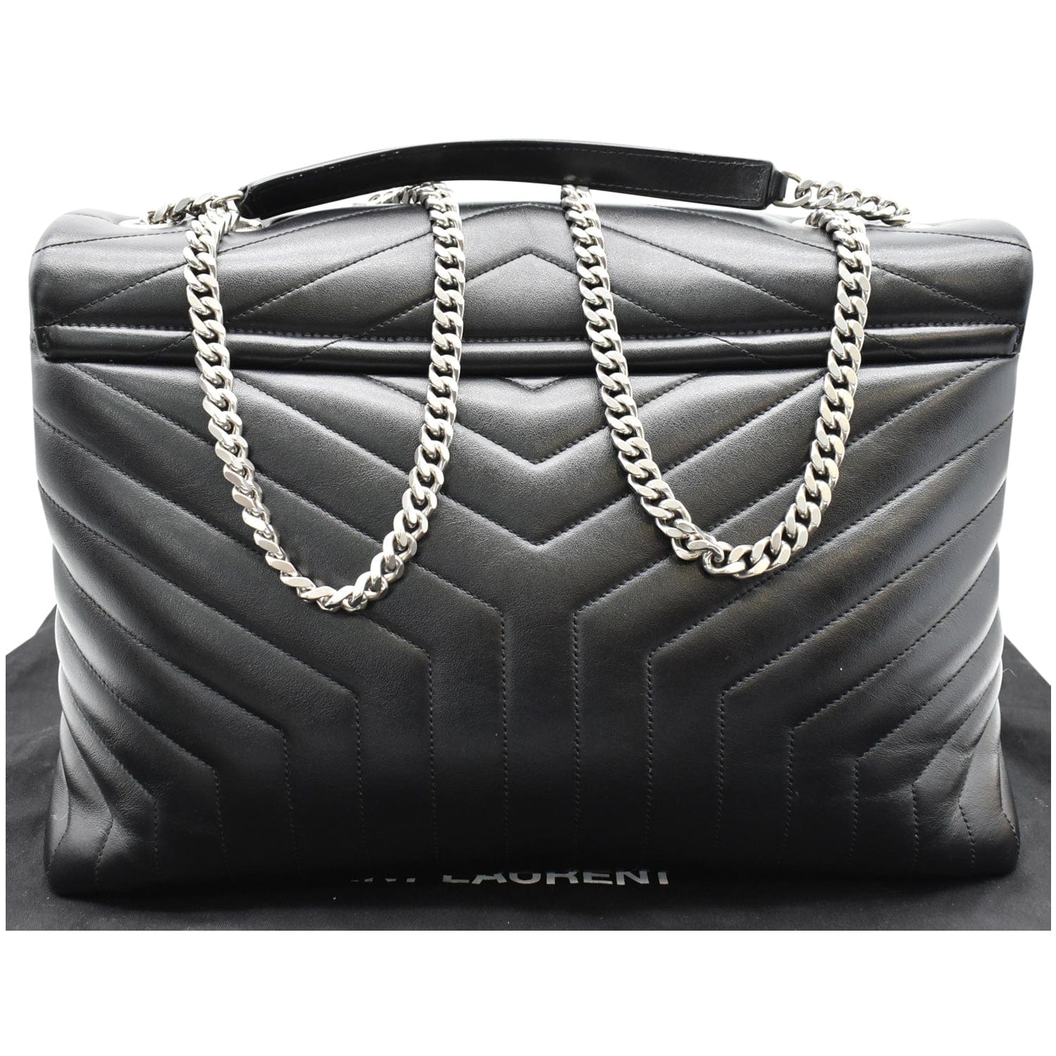 YSL Saint Laurent Saint Large Loulou Chain Shoulder Bag Leather Matelasse Bag Black