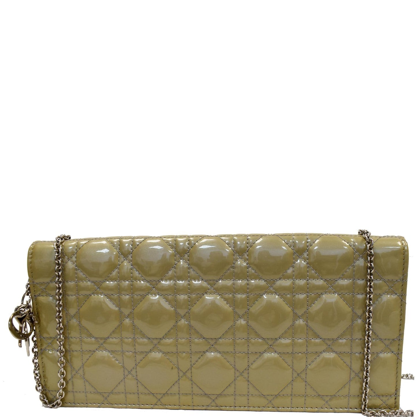 Dior Patent Lady Clutch Bag Bronze Off Leather Quilted Shoulder Bag