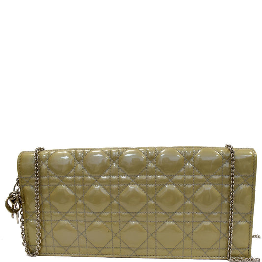Dior Patent Lady Clutch Bag Bronze Off Leather Quilted Shoulder Bag