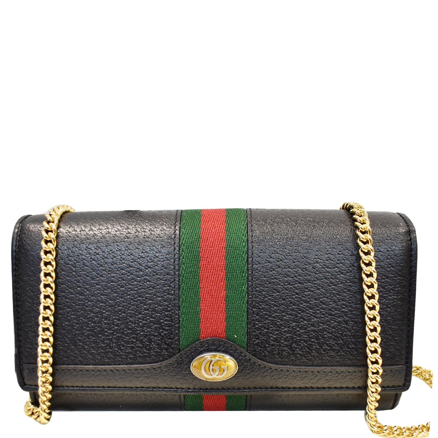 Gucci Ophidia Web Wallet On Bag Leather Black Crossbody Bag