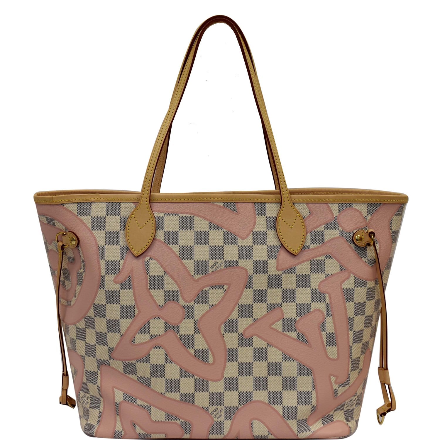 Louis Neverfull Mm Tahitienne Damier Azur Shoulder Pink Shoulder Bag