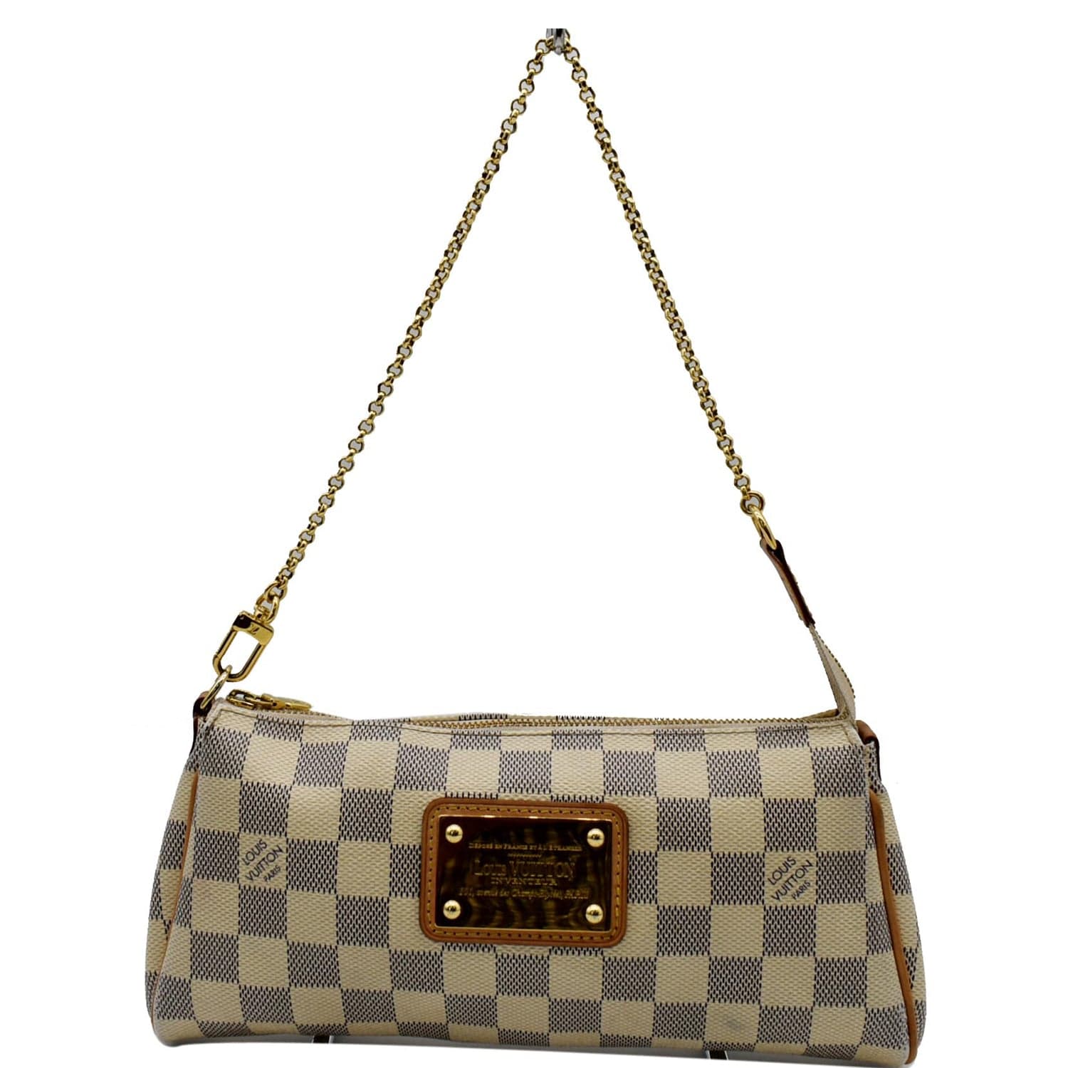 Louis Pochette Eva Damier Azur Clutch Bag White