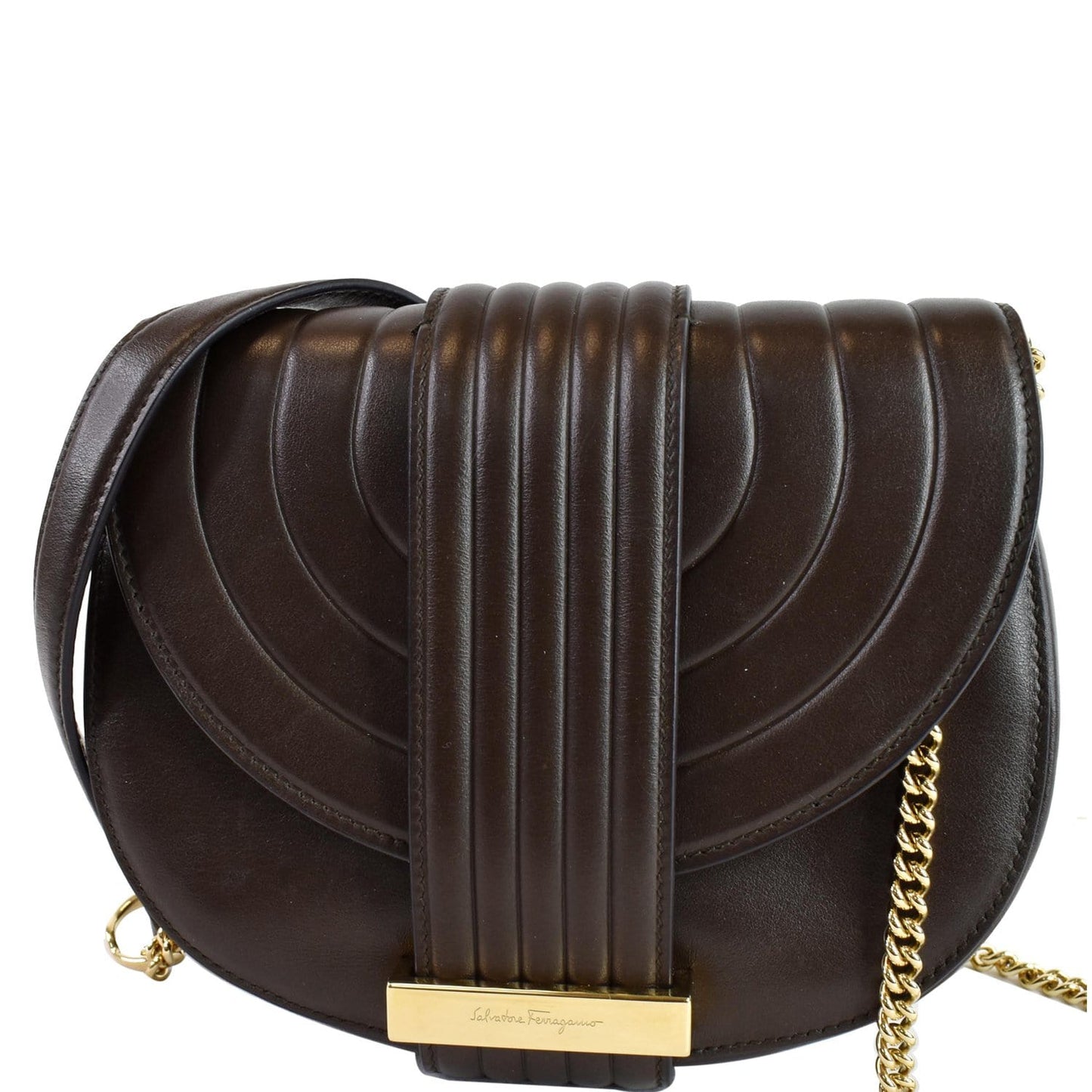 Rosette Crossbody Bag Chocolate Final Sale Leather Brown