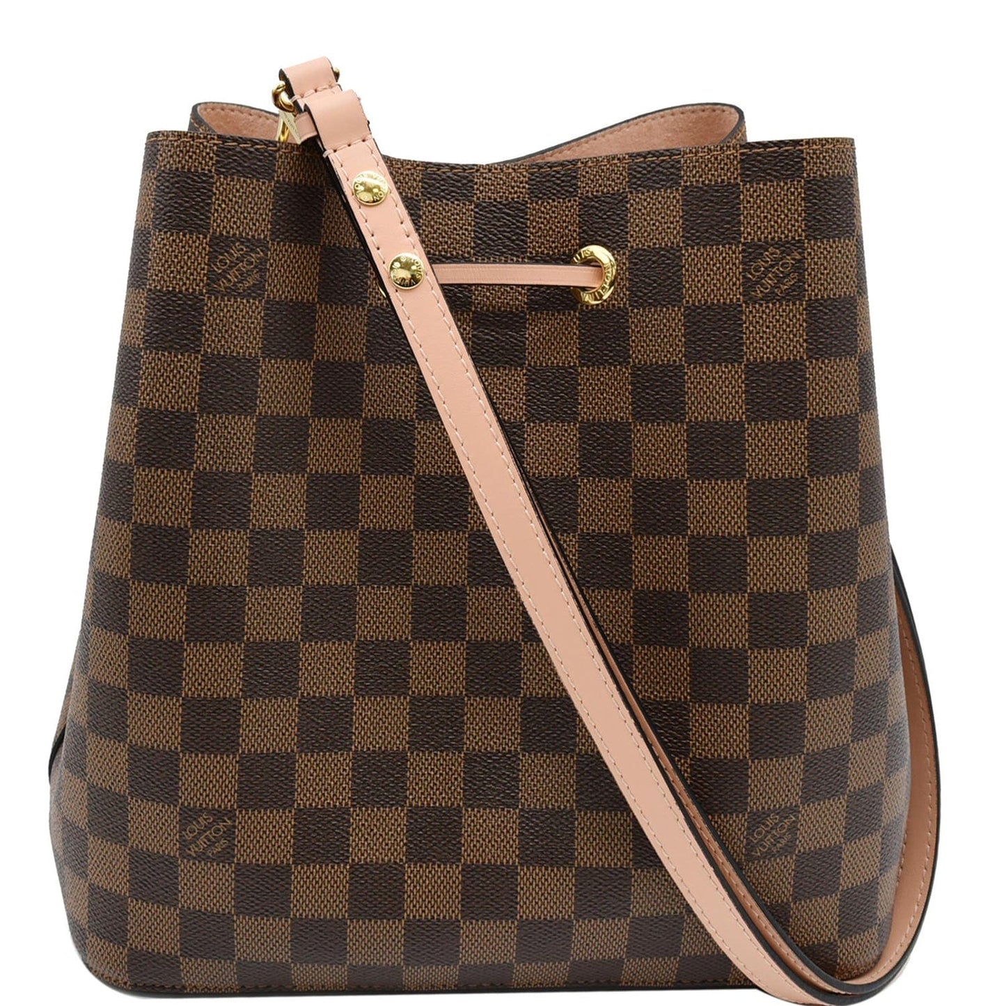 Louis Neonoe Mm Damier Ebene Shoulder Bag Pink