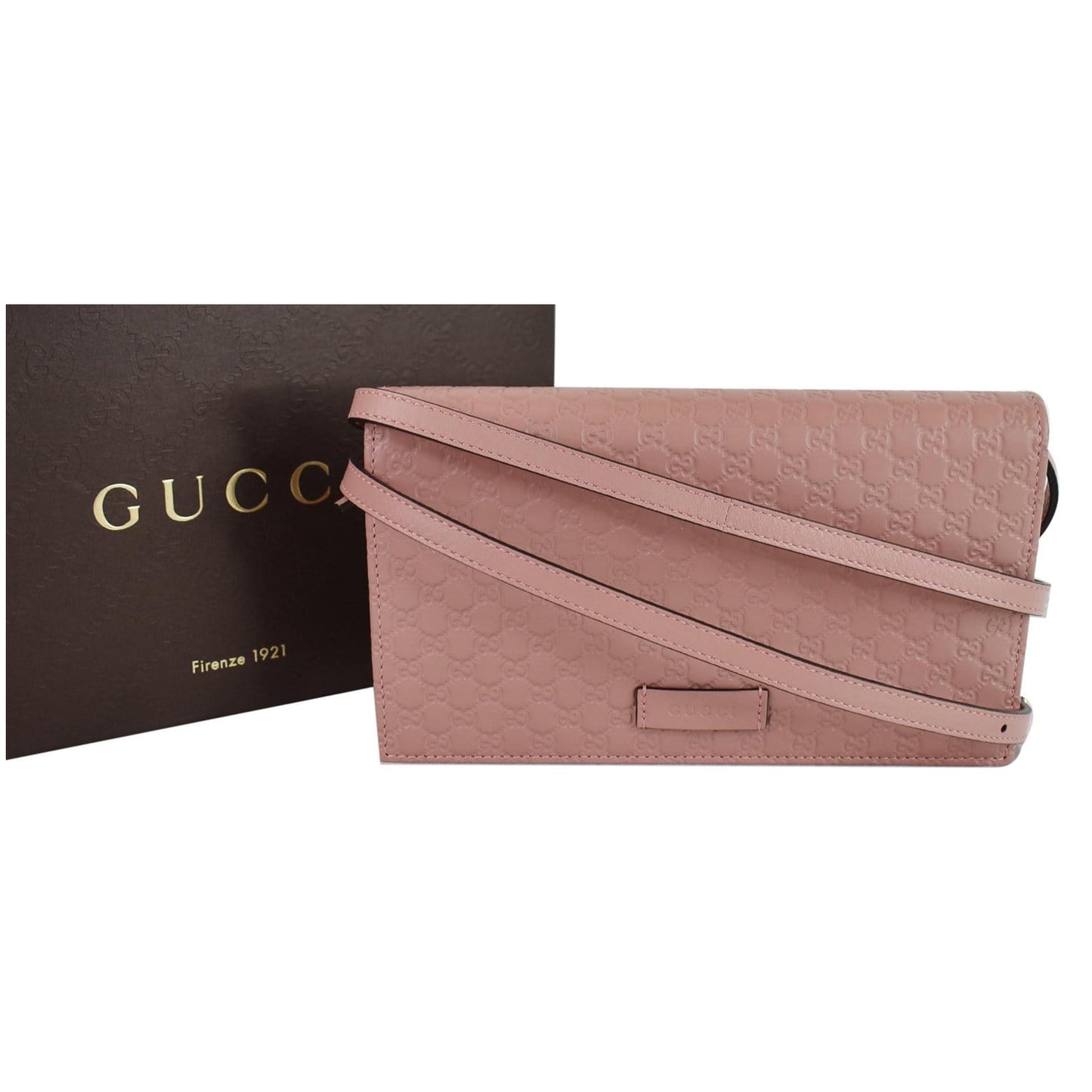 Gucci Micro ssima Crossbody Wallet Leather Pink Crossbody Bag