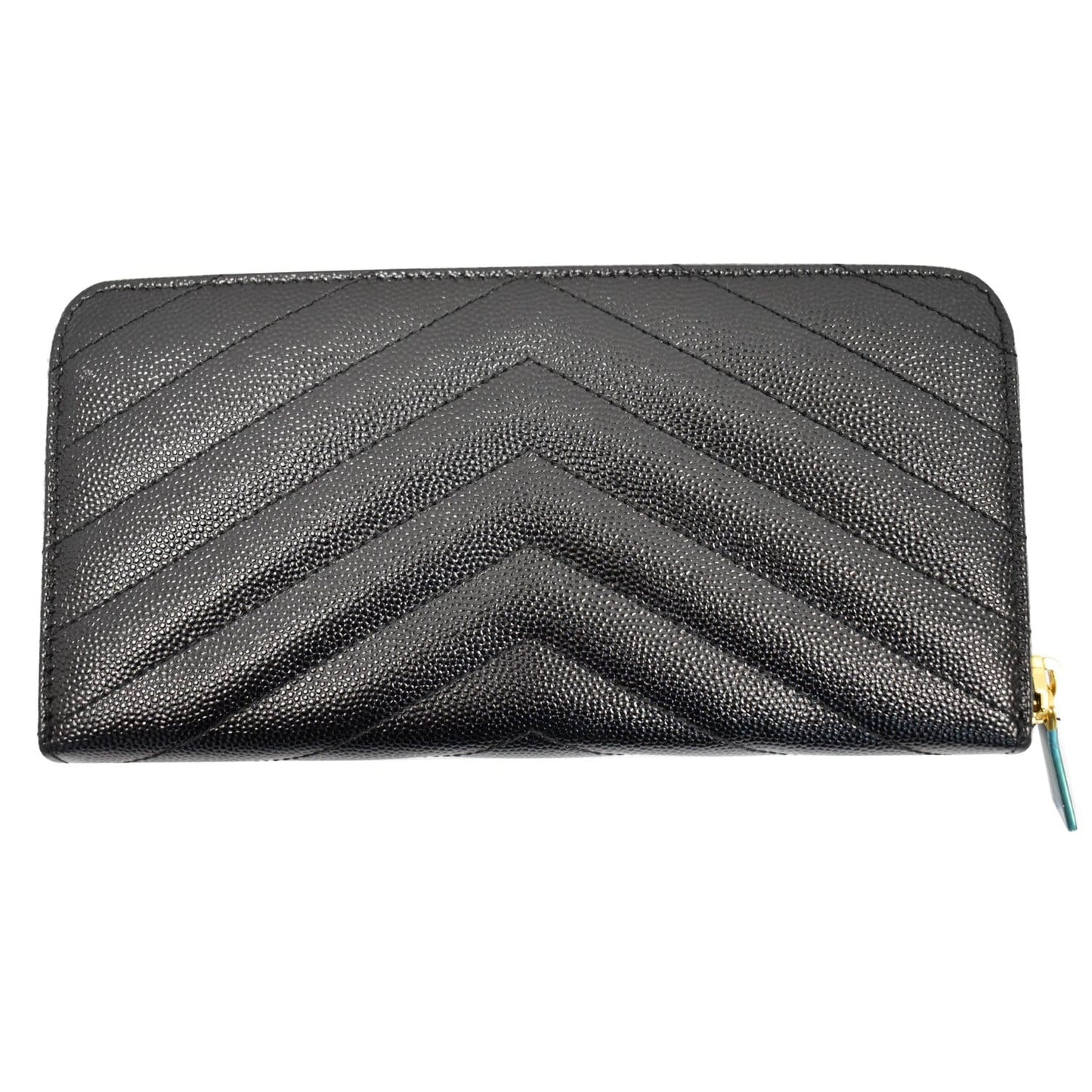 YSL Saint Laurent Saint Zip Around Wallet Clutch Bag Matelasse Black