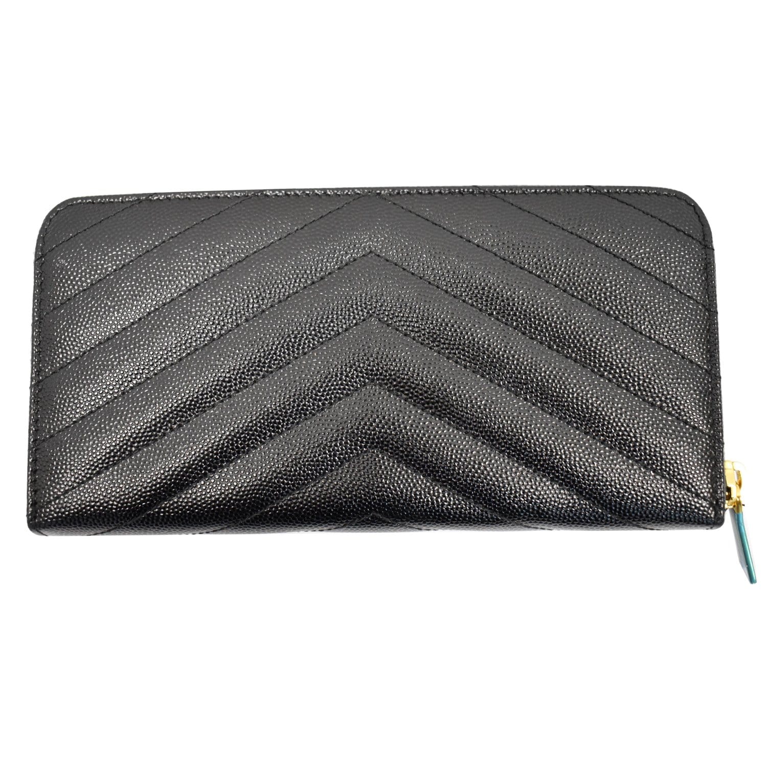 YSL Saint Laurent Saint Zip Around Wallet Clutch Bag Matelasse Black