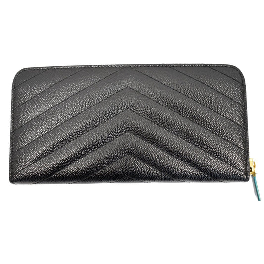 YSL Saint Laurent Saint Zip Around Wallet Clutch Bag Matelasse Black