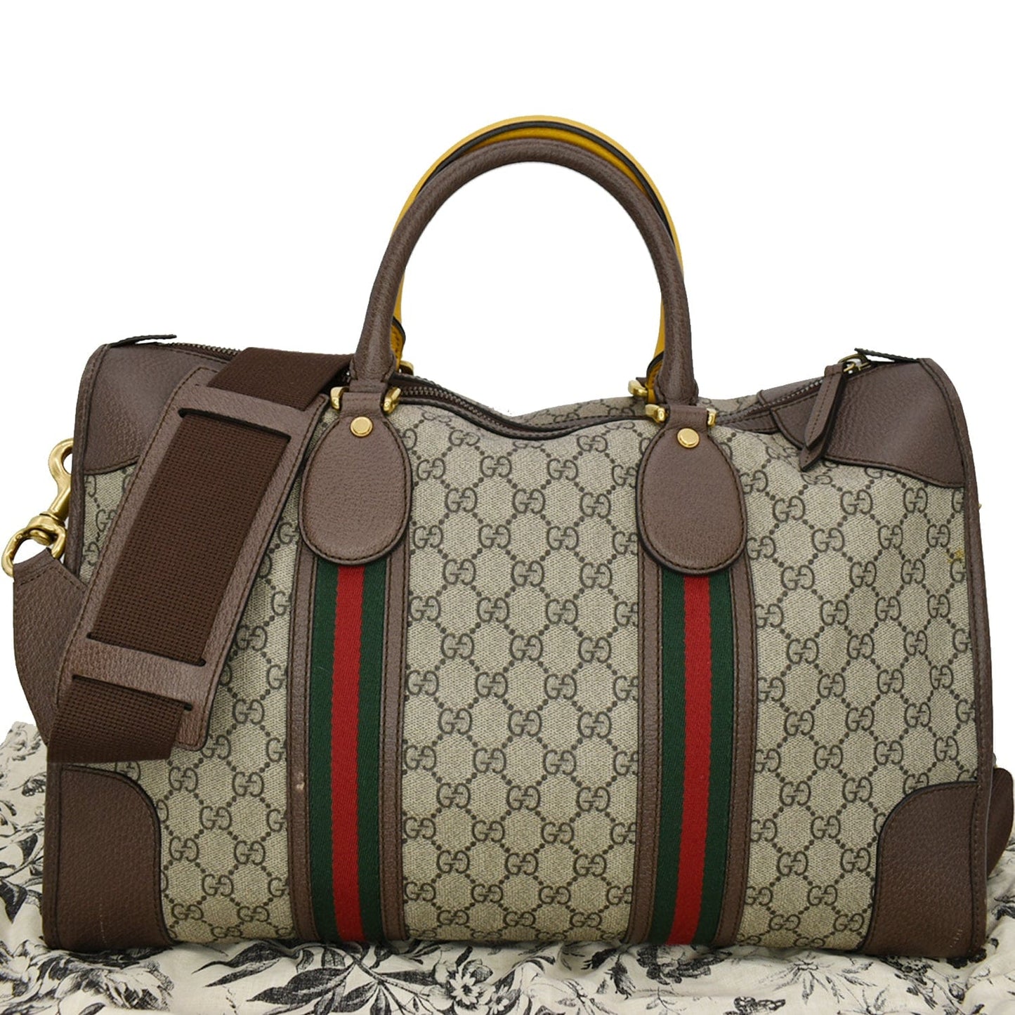 Gucci Neo Supreme Web Duffel Travel Bag Monogram Beige