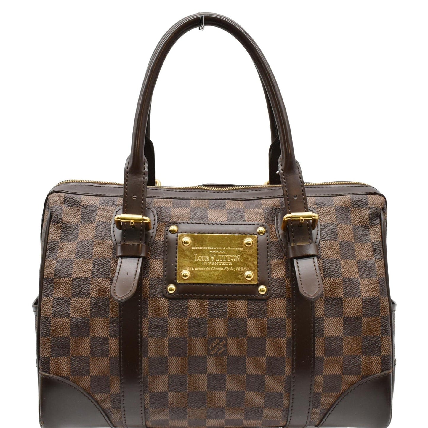 Louis Berkeley Damier Ebene Satchel Bag Brown Travel Bag