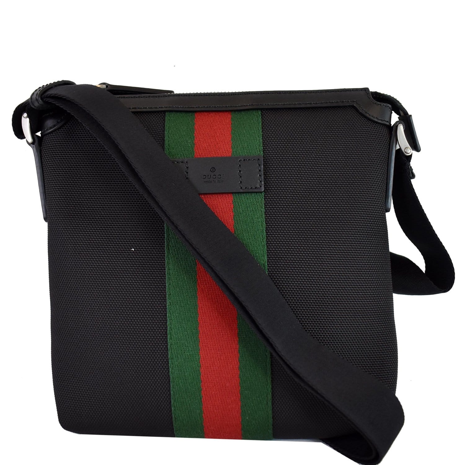 Gucci Techno Web Messenger Bag Canvas Black Crossbody Bag