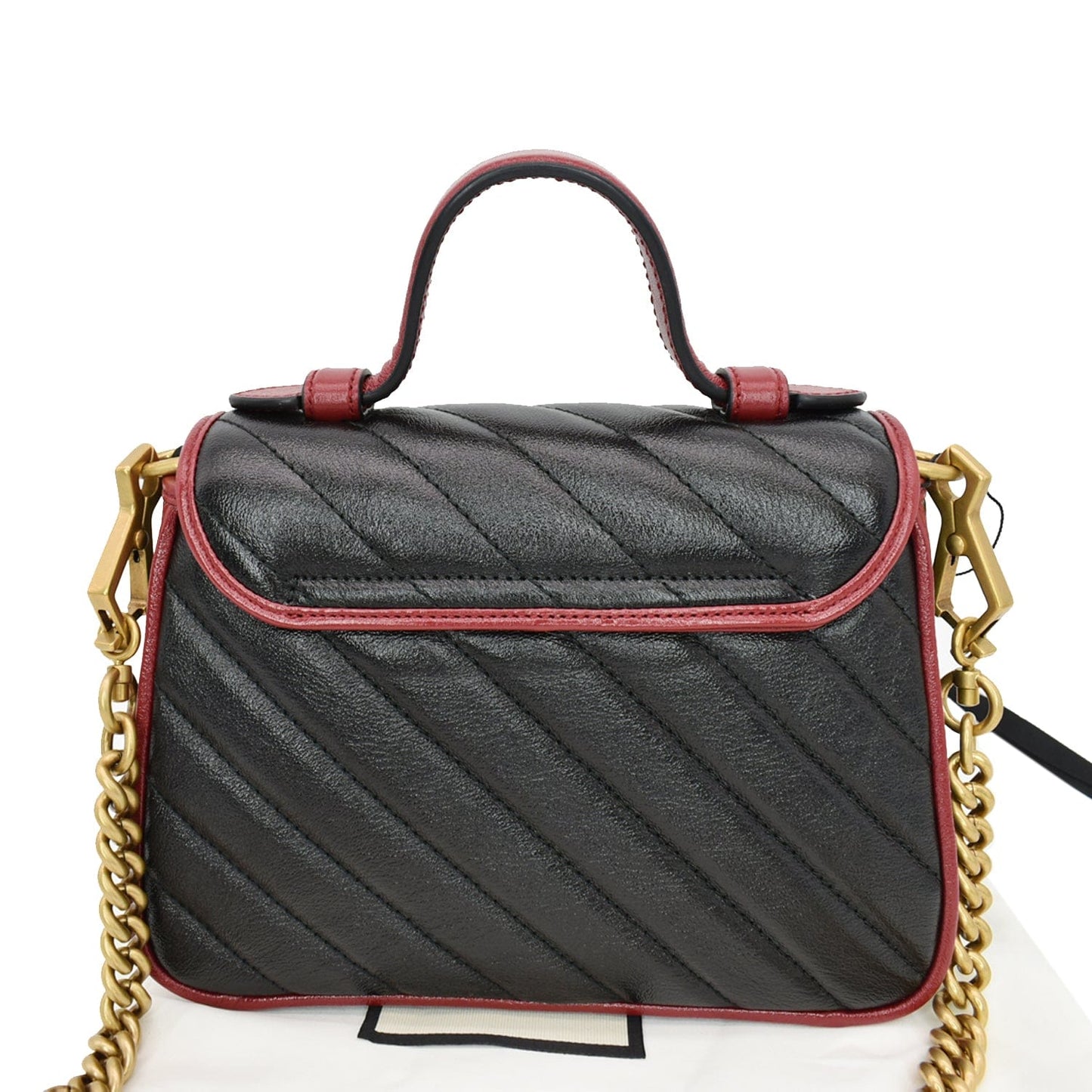 Gucci Torchon Marmont Top Handle Crossbody Bag Cerise Black Mini