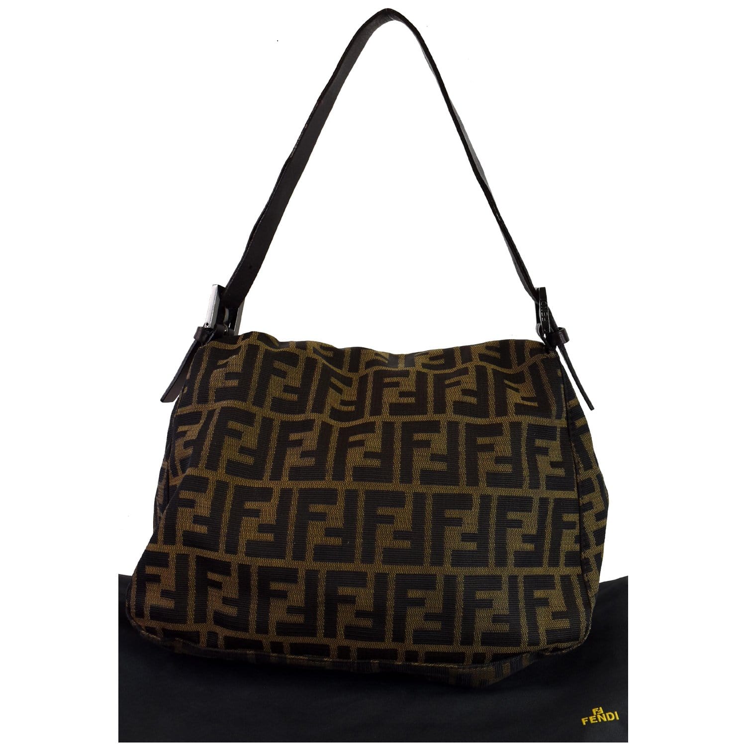Fendi Zucchino Mama Baguette Shoulder Bag Canvas Brown