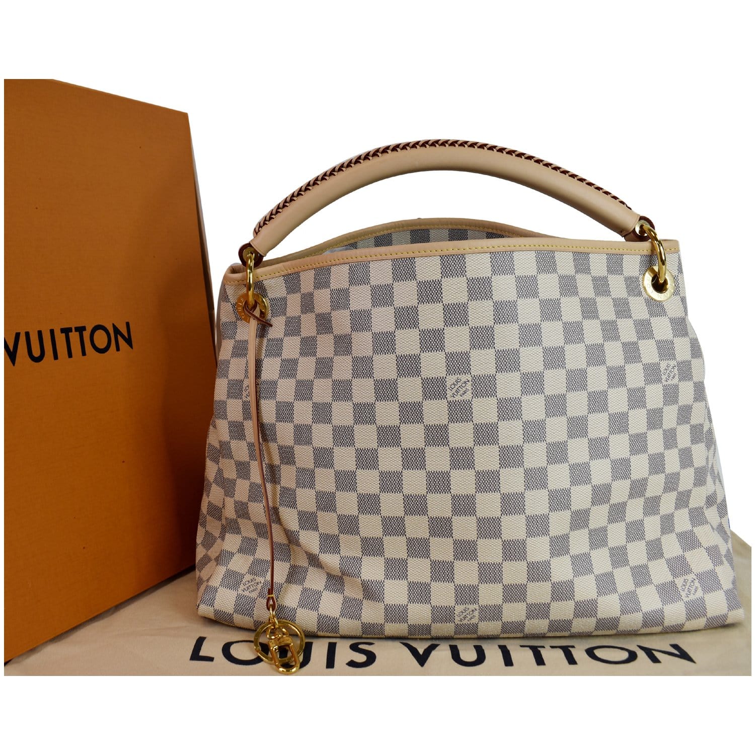 Louis Artsy Mm Damier Azur Shoulder Bag White White 4
