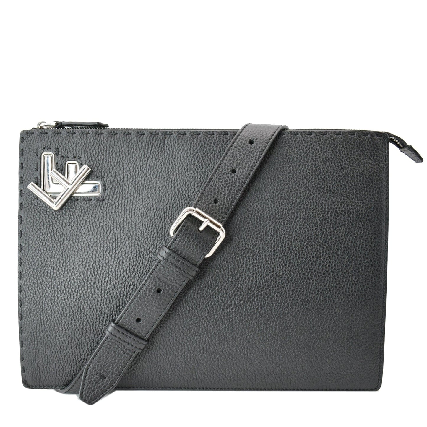Fendi Crossbody Messenger Bag Leather Black Crossbody Bag