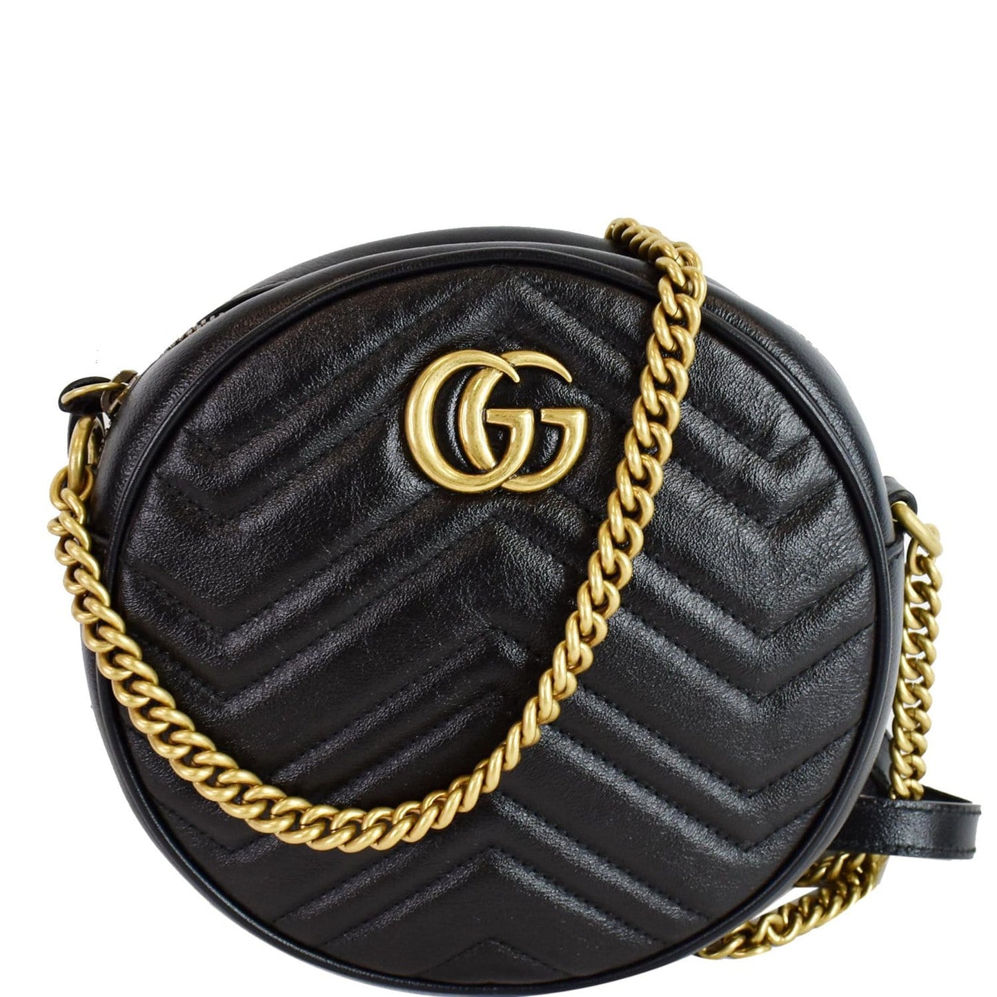 Gucci Marmont Round Crossbody Bag Leather Black