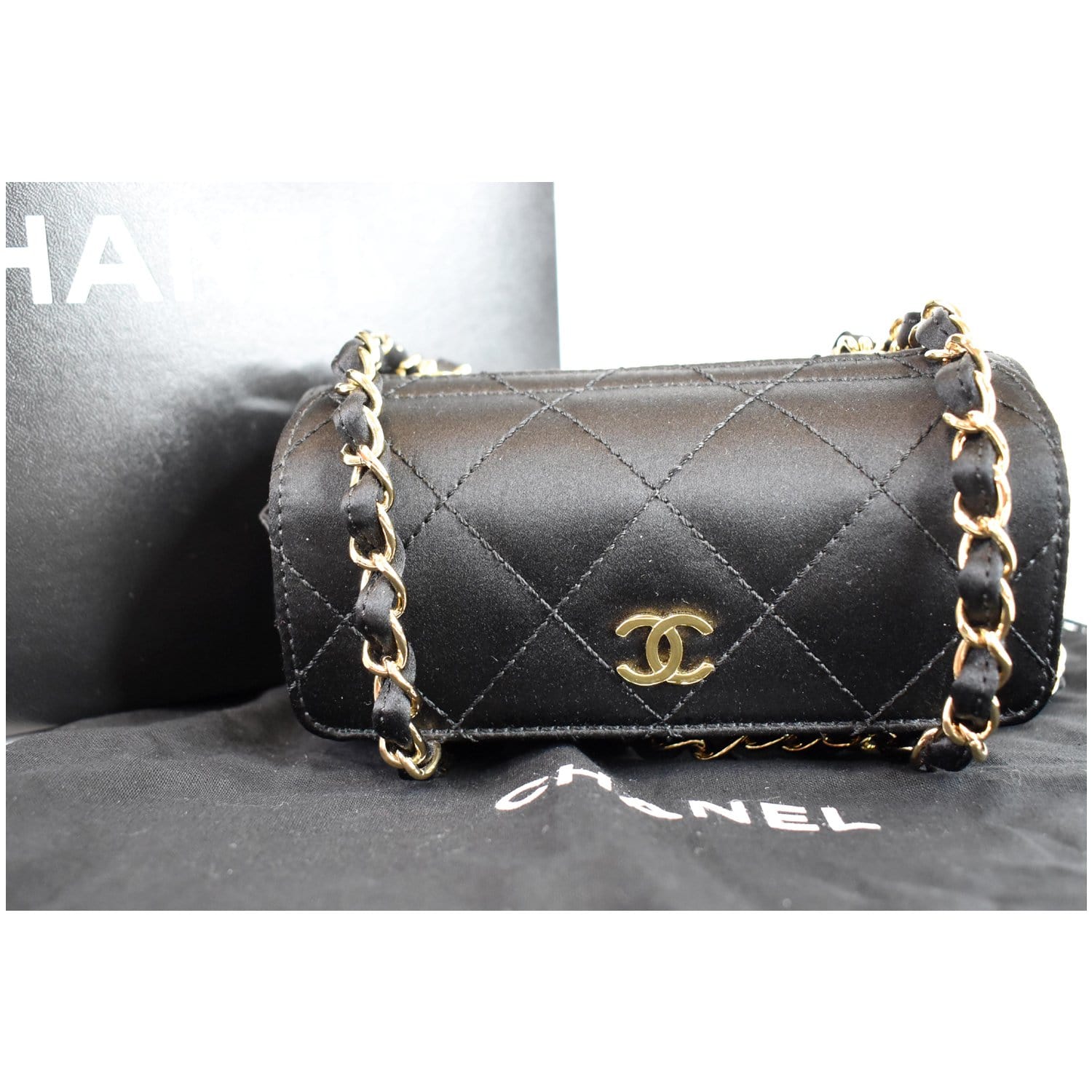 Chanel Sac Divers Baguette Bag Satin Quilted Shoulder Bag