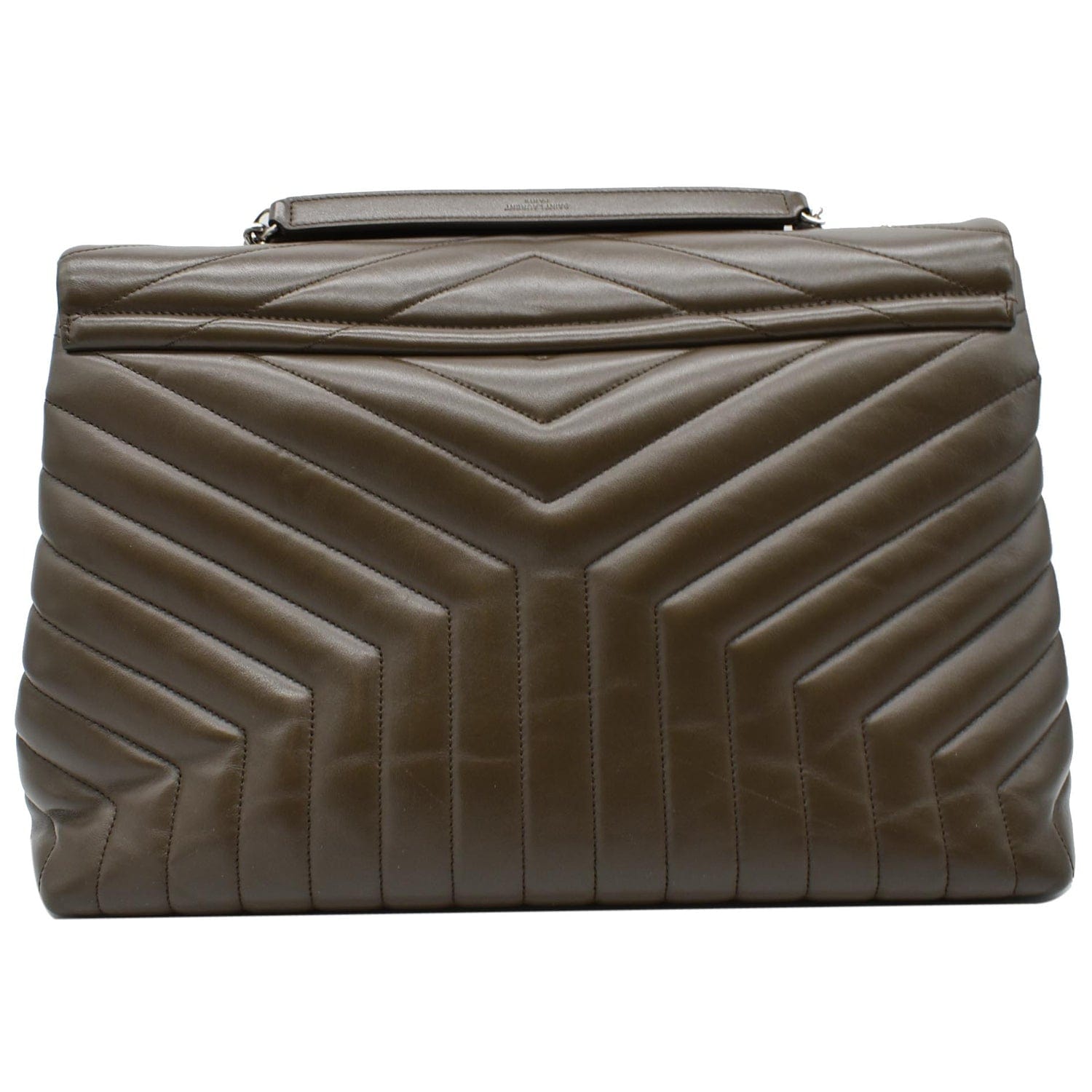 YSL Saint Laurent Saint Loulou Chain Shoulder Bag Khaki Matelasse Green