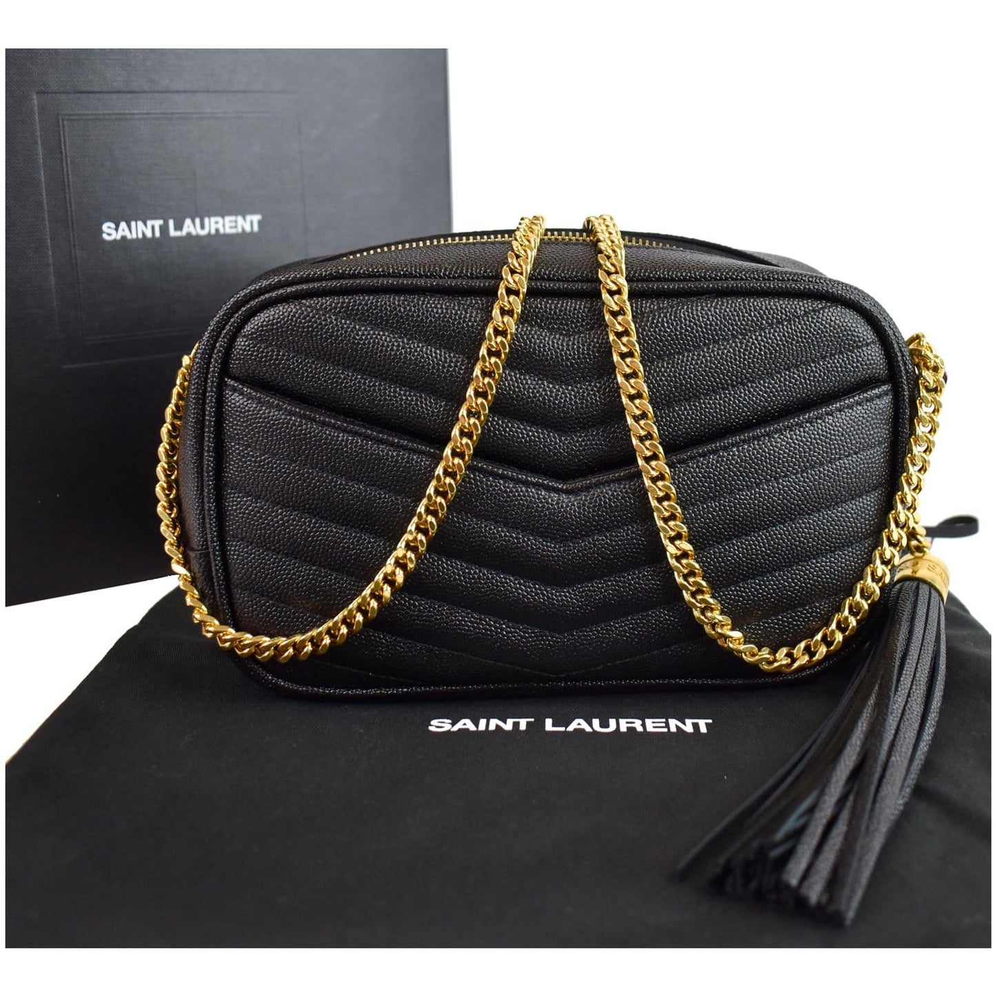 YSL Saint Laurent Saint Lou Grain De Poudre Camera Bag Black Mini Crossbody Bag Bag Black