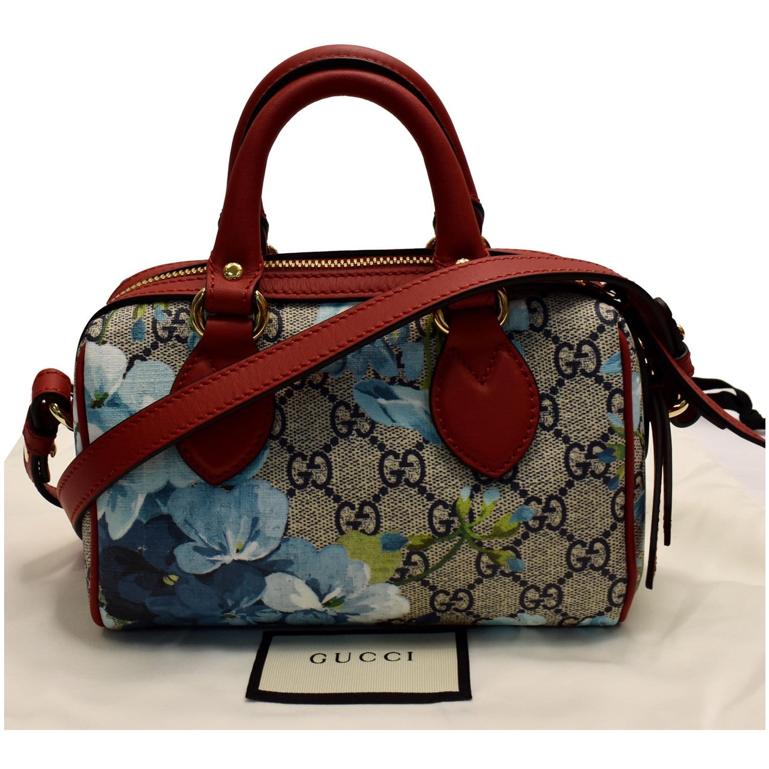 Gucci Blooms Supreme Top Handle Crossbody Bag Canvas Red
