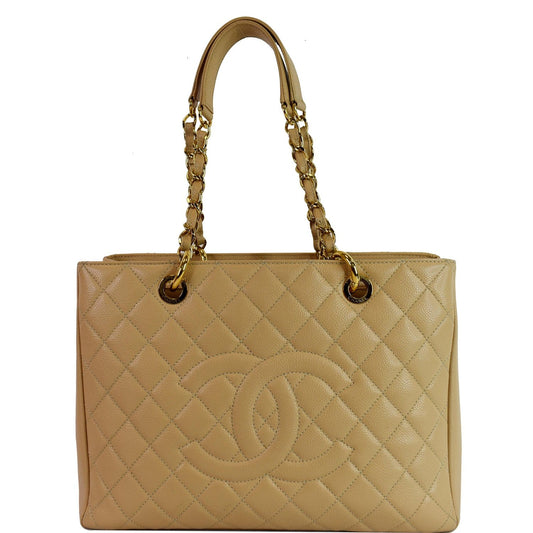Chanel Grand Shopping Gst Caviar Tote Bag Leather Beige Bag Beige