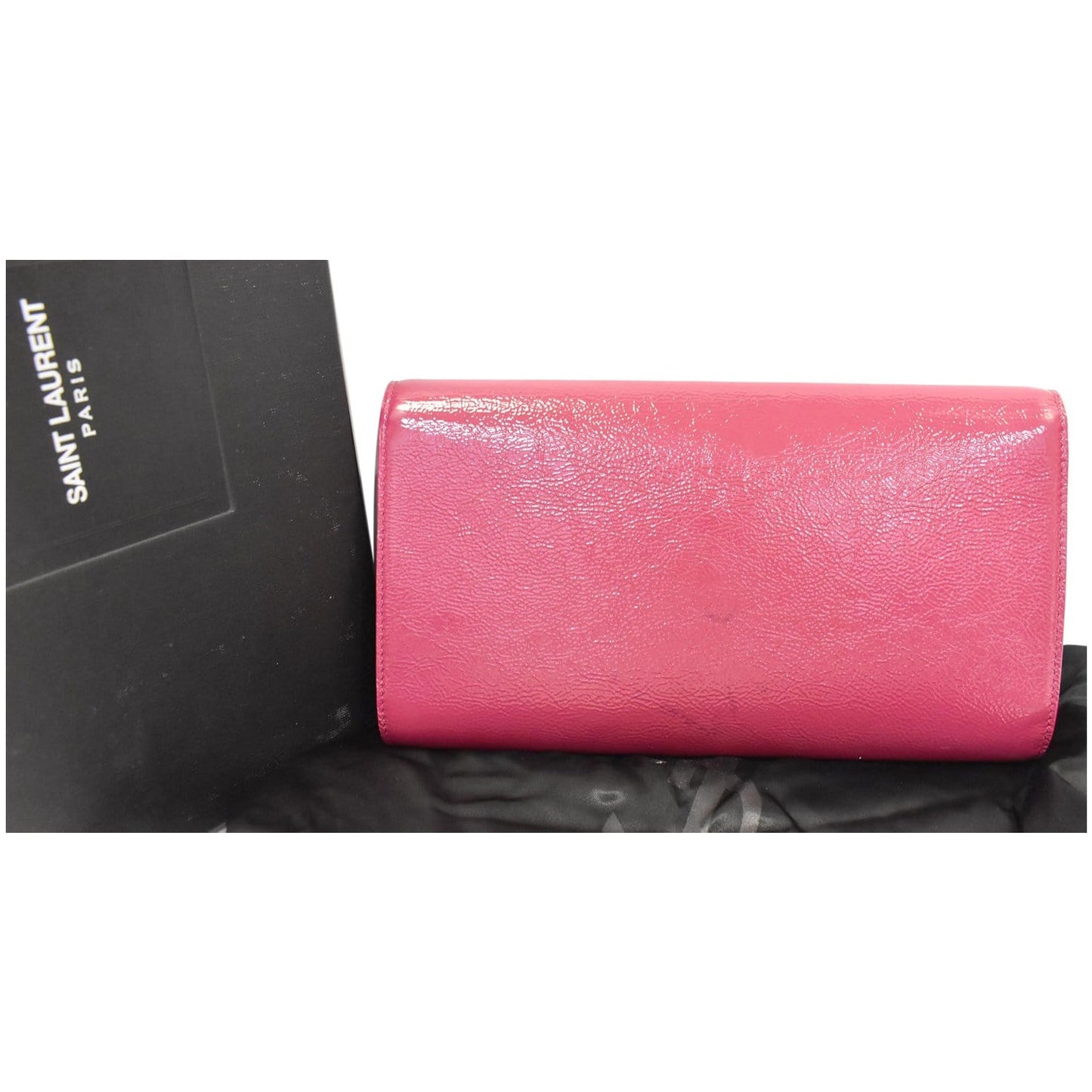 YSL Saint Laurent Saint Belle De Jour Patent Clutch Bag Leather Pink