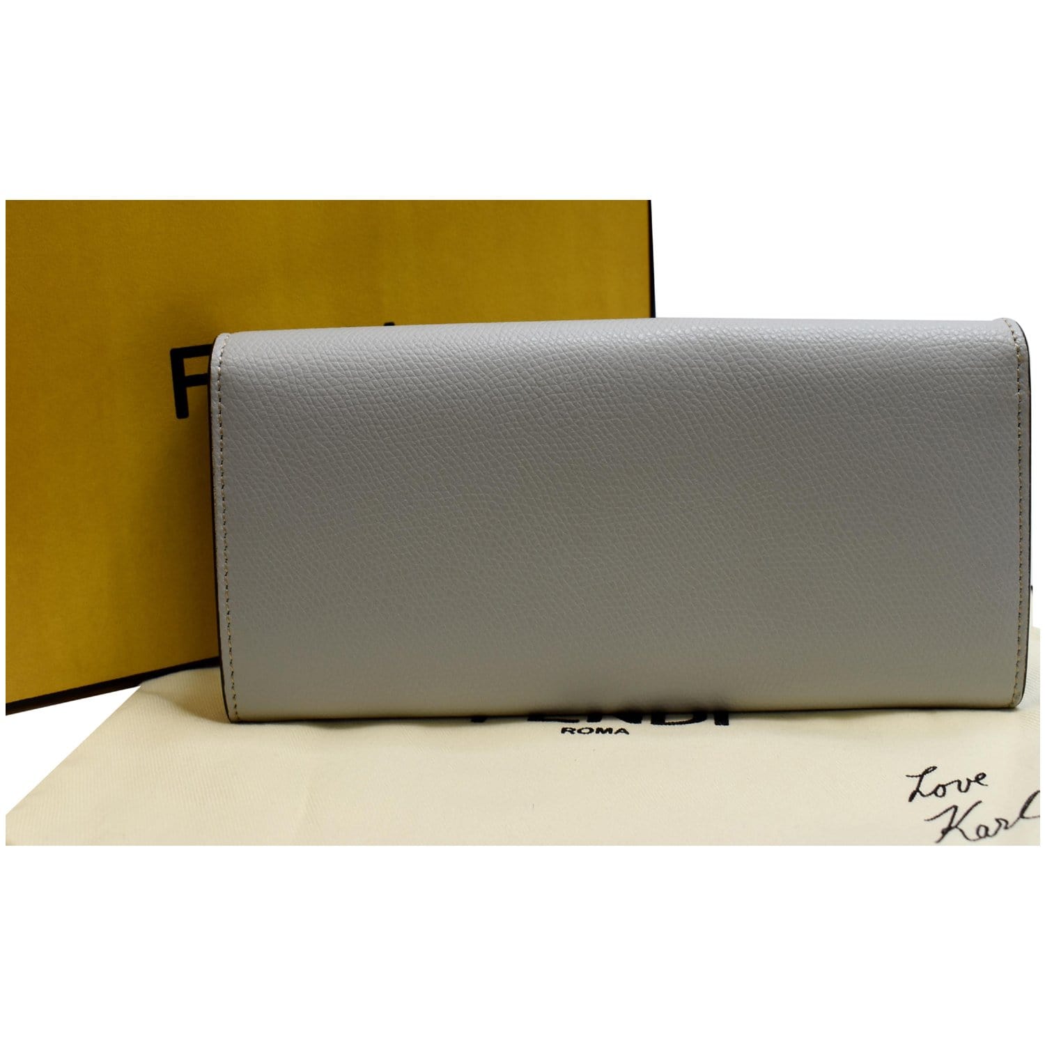 Fendi Monster Studs Bugs Continental Wallet Grey Clutch Leather Clutch Bag