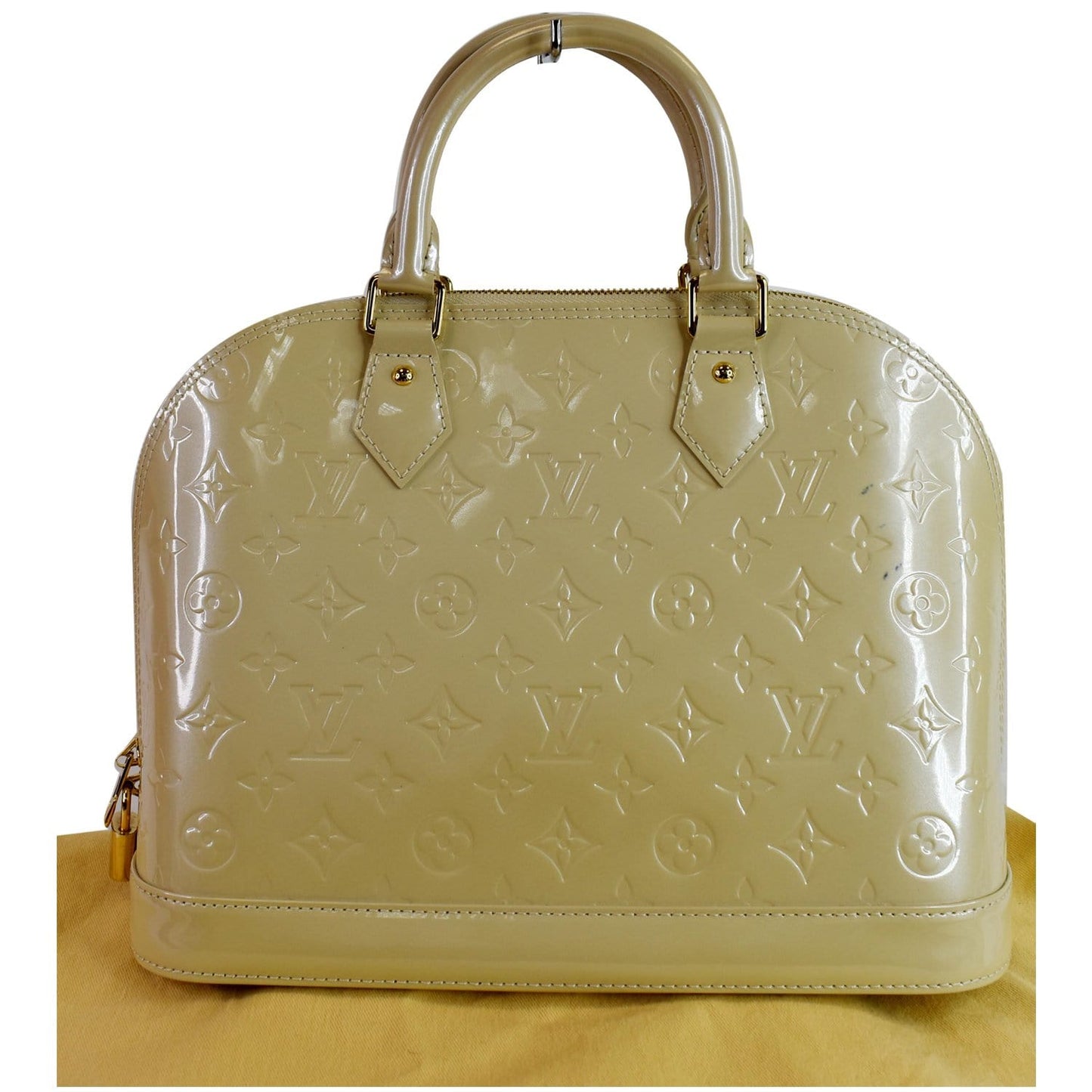 Louis Alma Pm Vernis Satchel Bag Off Monogram Cream Travel Bag