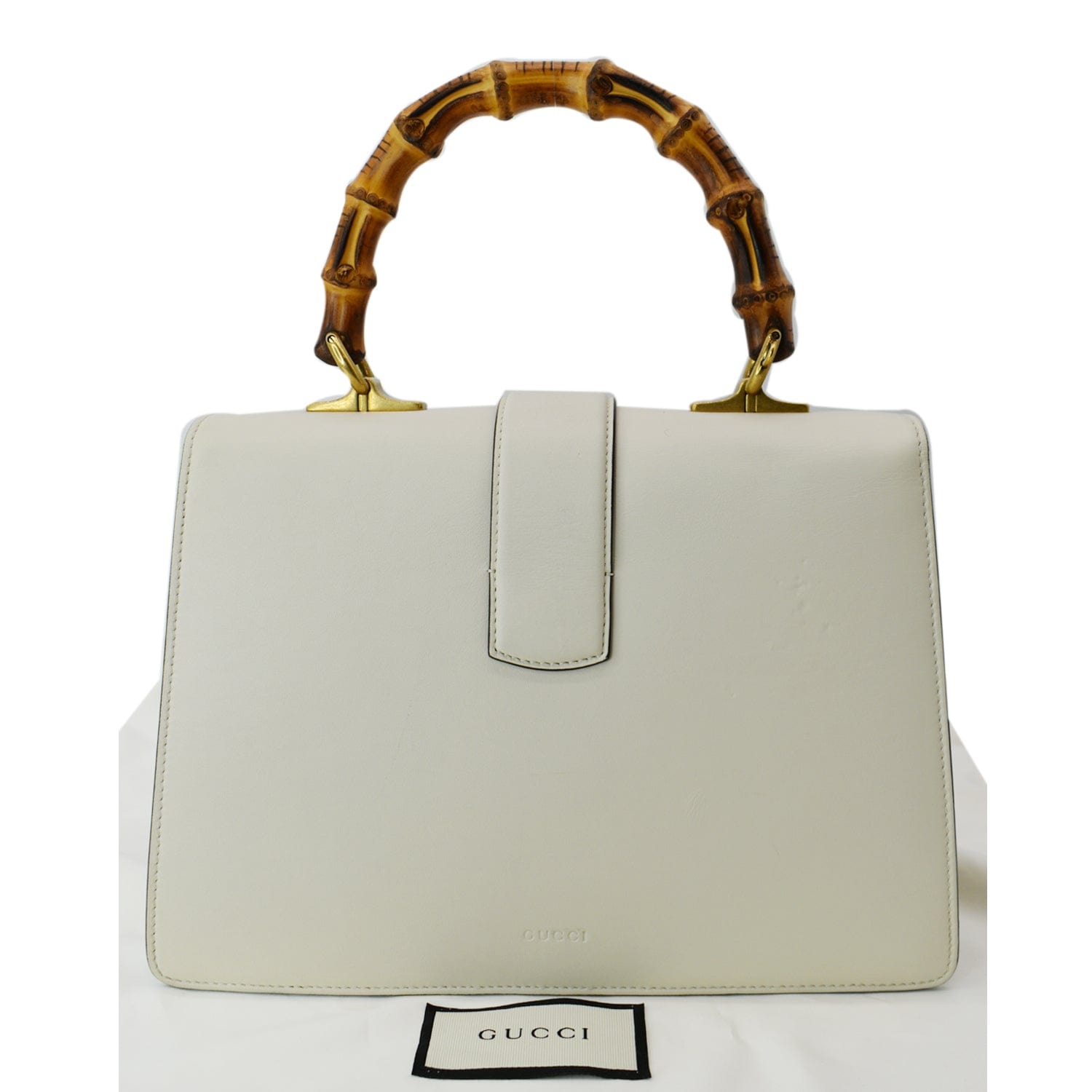 Gucci Dionysus Bamboo Top Handle Shoulder Bag Off Leather White