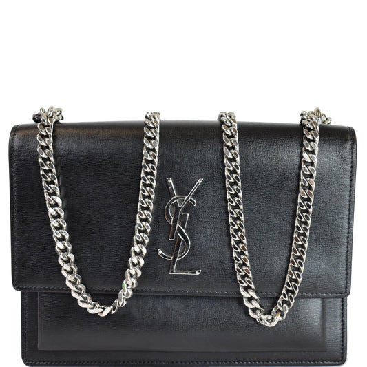 YSL Saint Laurent Saint Sunset Shoulder Bag Leather Black