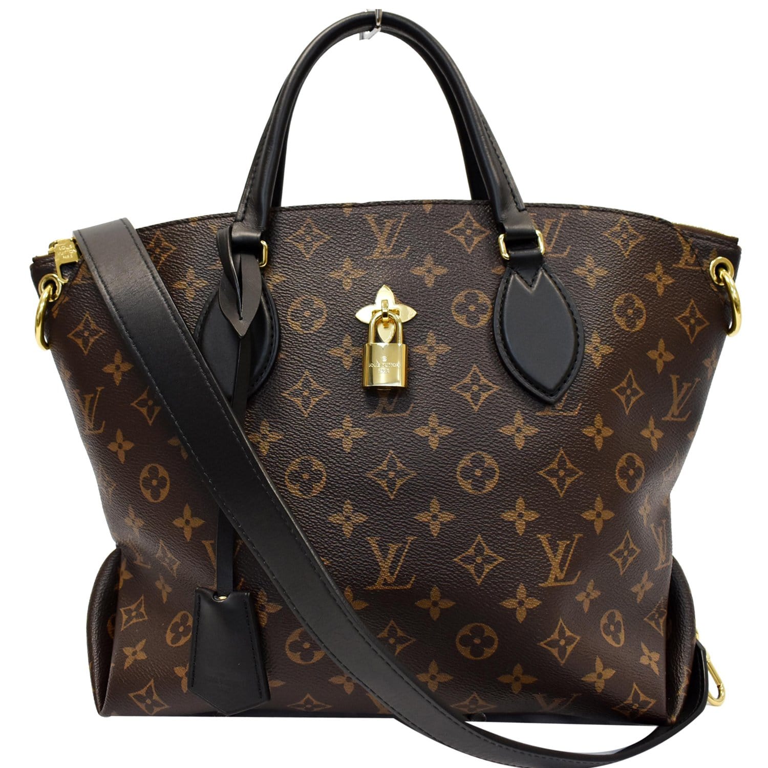 Louis Flower Zipped Mm Tote Bag Noir Canvas Monogram