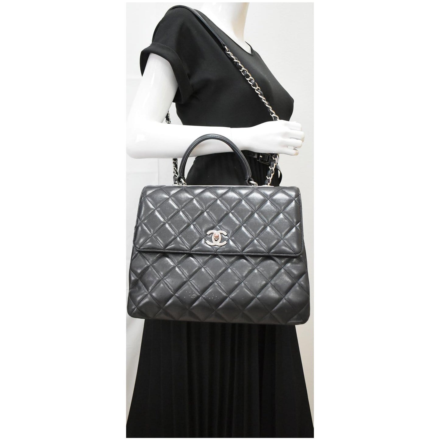 Chanel Trendy Cc Large Flap Shoulder Bag Leather Quilted