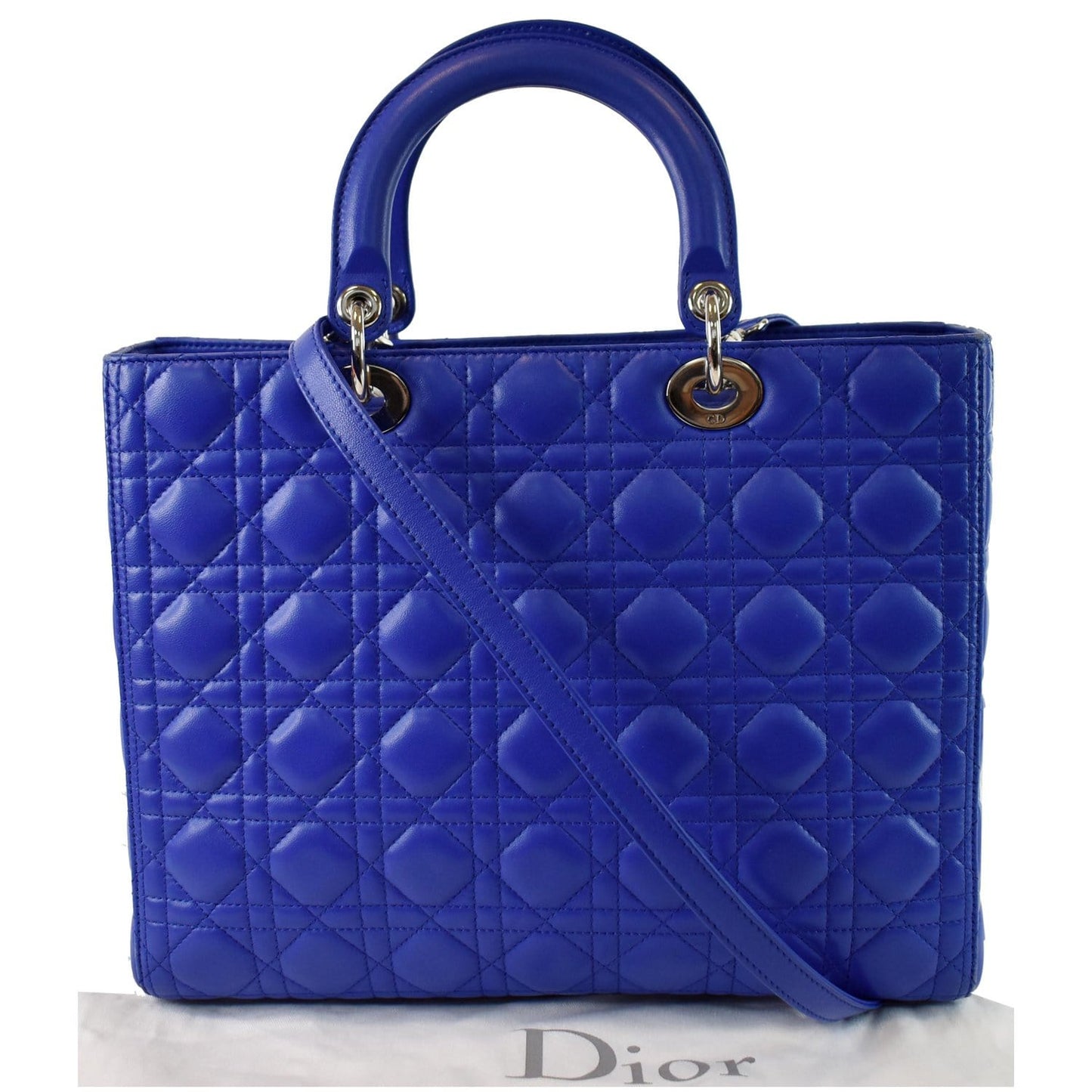 Dior Lady Lambskin Shoulder Bag Leather Blue