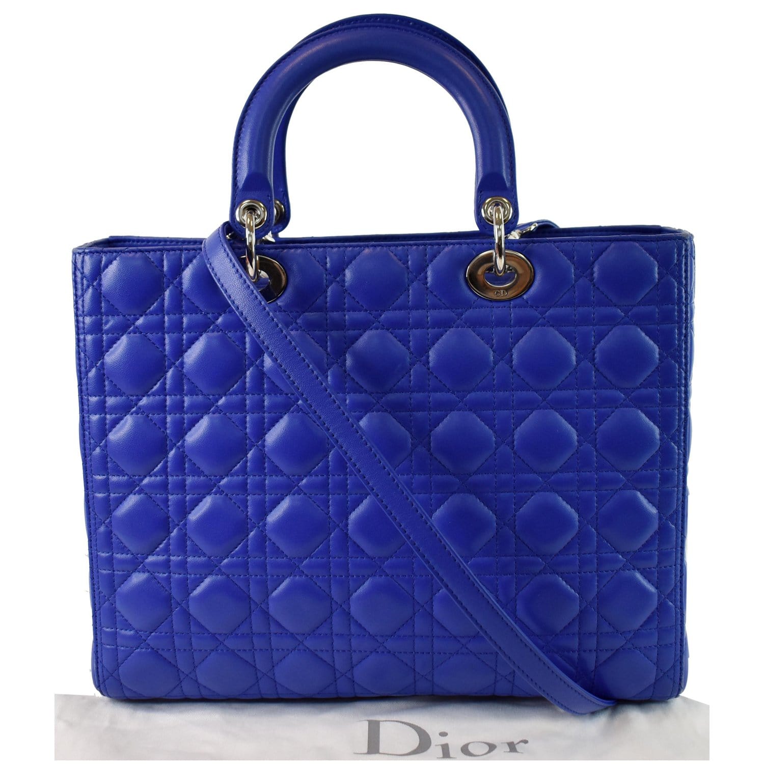 Dior Lady Lambskin Shoulder Bag Leather Blue